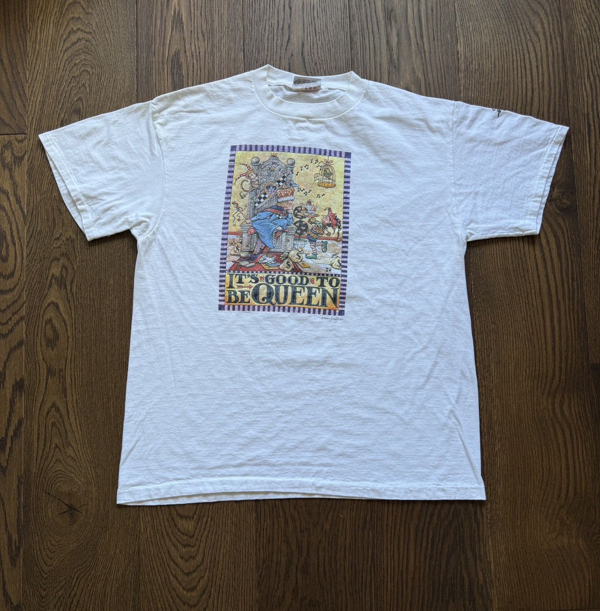 Vintage Vintage 90s It's Good to be Queen Art Graphic Tee Size US XL / EU 56 / 4 - 2 Thumbnail