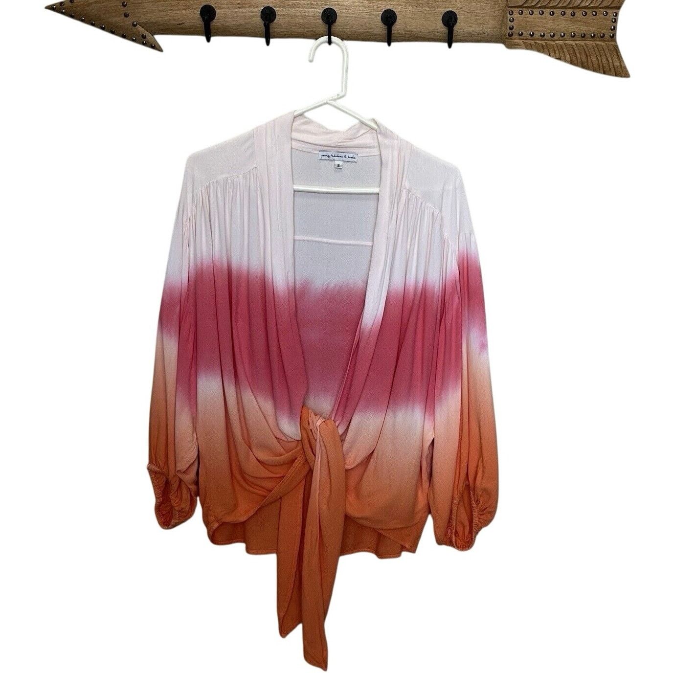 Young Fabulous & Broke Young Fabulous & Broke | Tie Front Top Ombré Dip Dye Pink Size S / US 4 / IT 40 - 1 Thumbnail