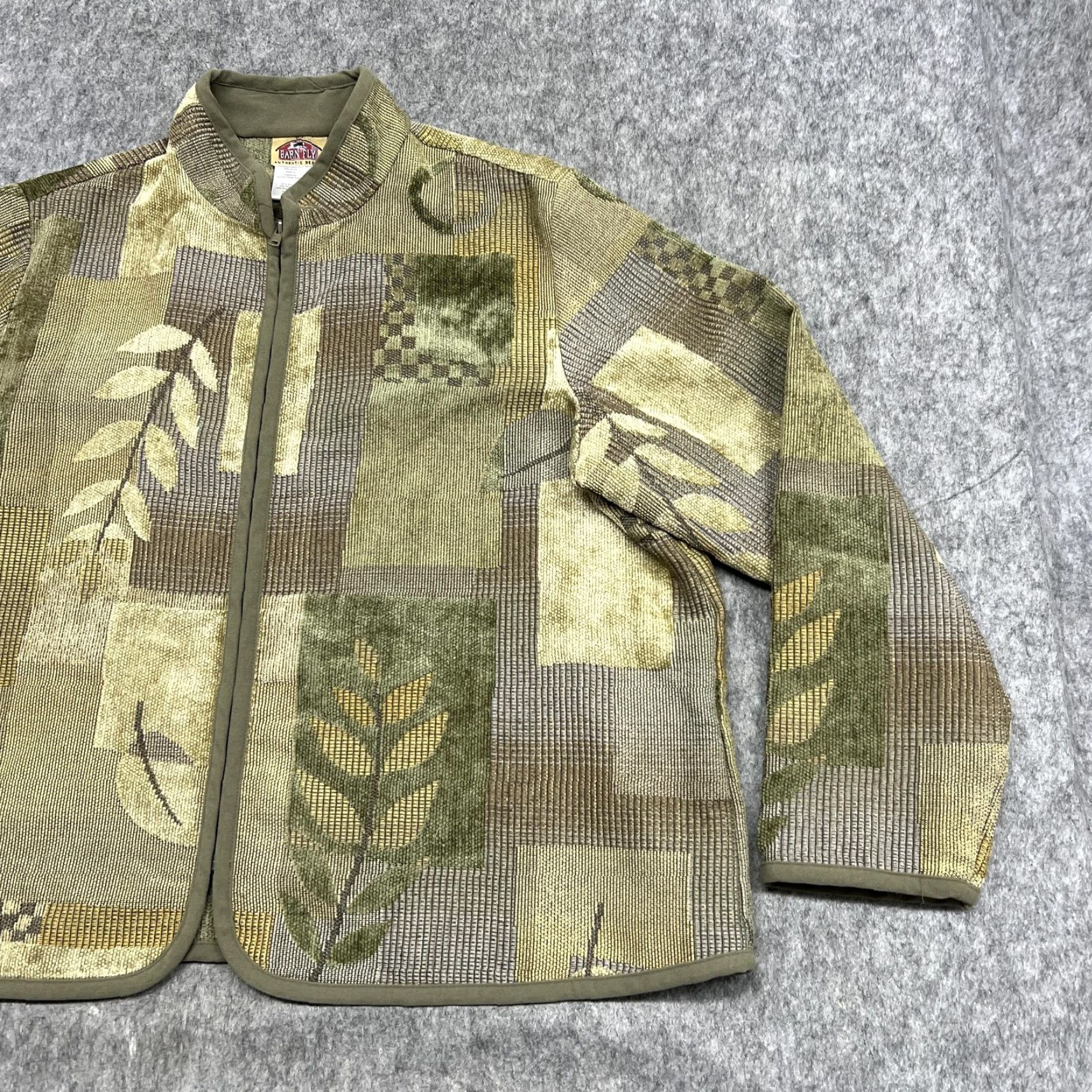 Vintage VINTAGE Barn Fly Jacket Womens 2X Green Geometric Leaf Zip Tapestry Collared Size XXL / US 16-18 / IT 52-54 - 6 Thumbnail