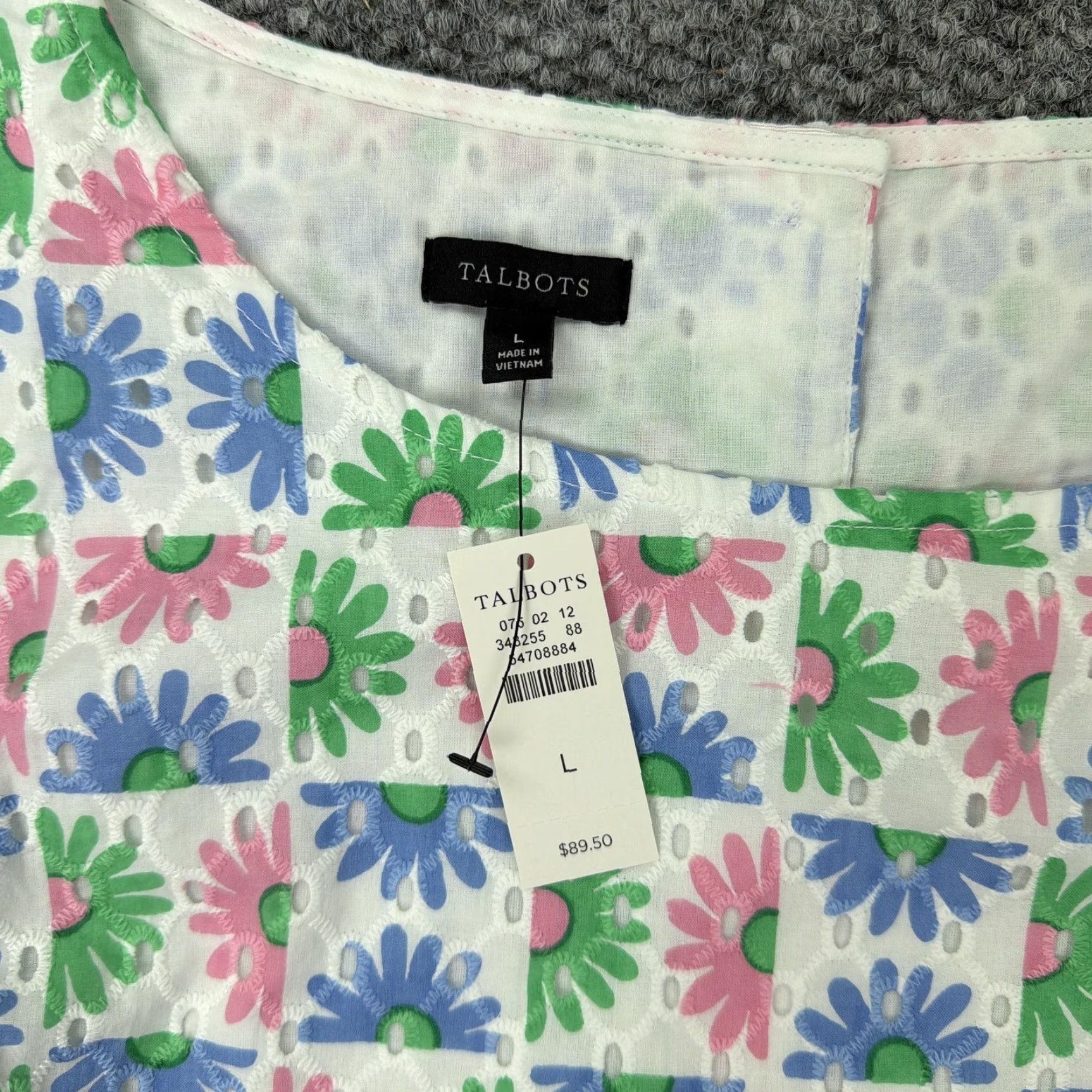 Talbots Talbots Blouse Womens Large Daisy Floral Eyelet Sleeveless Button Cotton Size L / US 10 / IT 46 - 3 Thumbnail