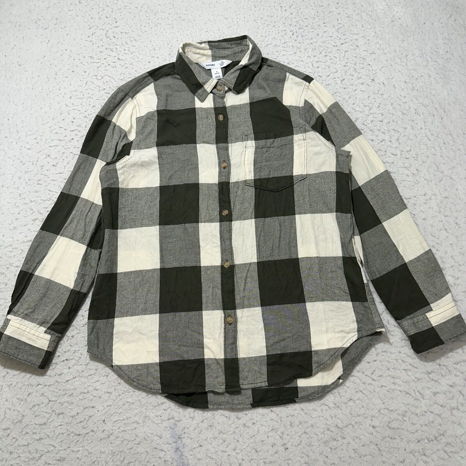 Old Navy Old Navy Petite Small Green White Plaid Button Down Shirt Size S / US 4 / IT 40 - 1 Thumbnail
