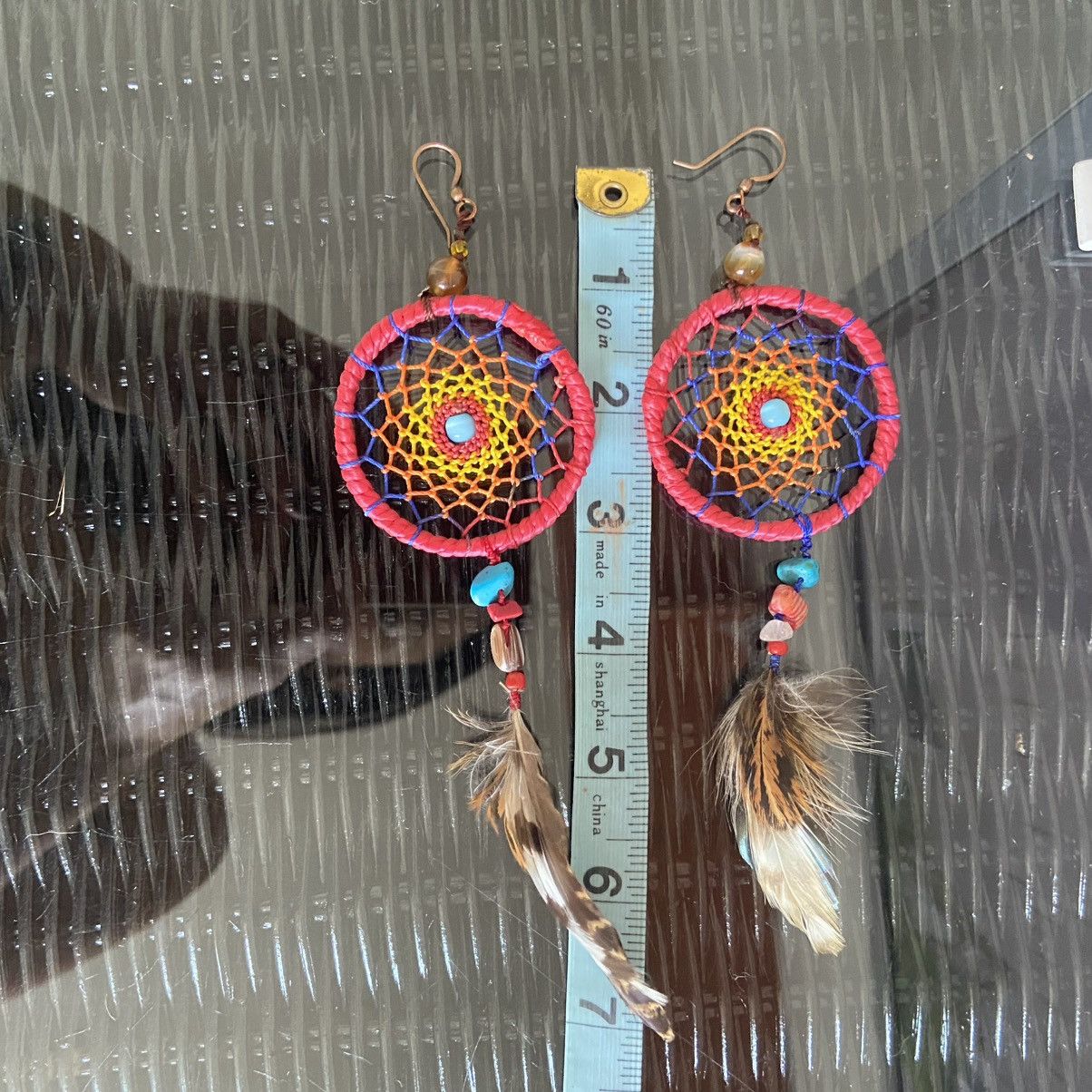 Other Large Bohemian Dreamcatcher Feather Statement Earrings Size ONE SIZE - 6 Thumbnail