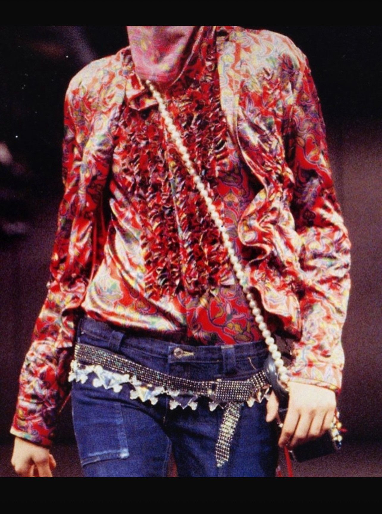 Undercover Undercover FW01 “DAVF” Red Skull-Floral Jacket w Drawstrings Size S / US 4 / IT 40 - 1 Thumbnail
