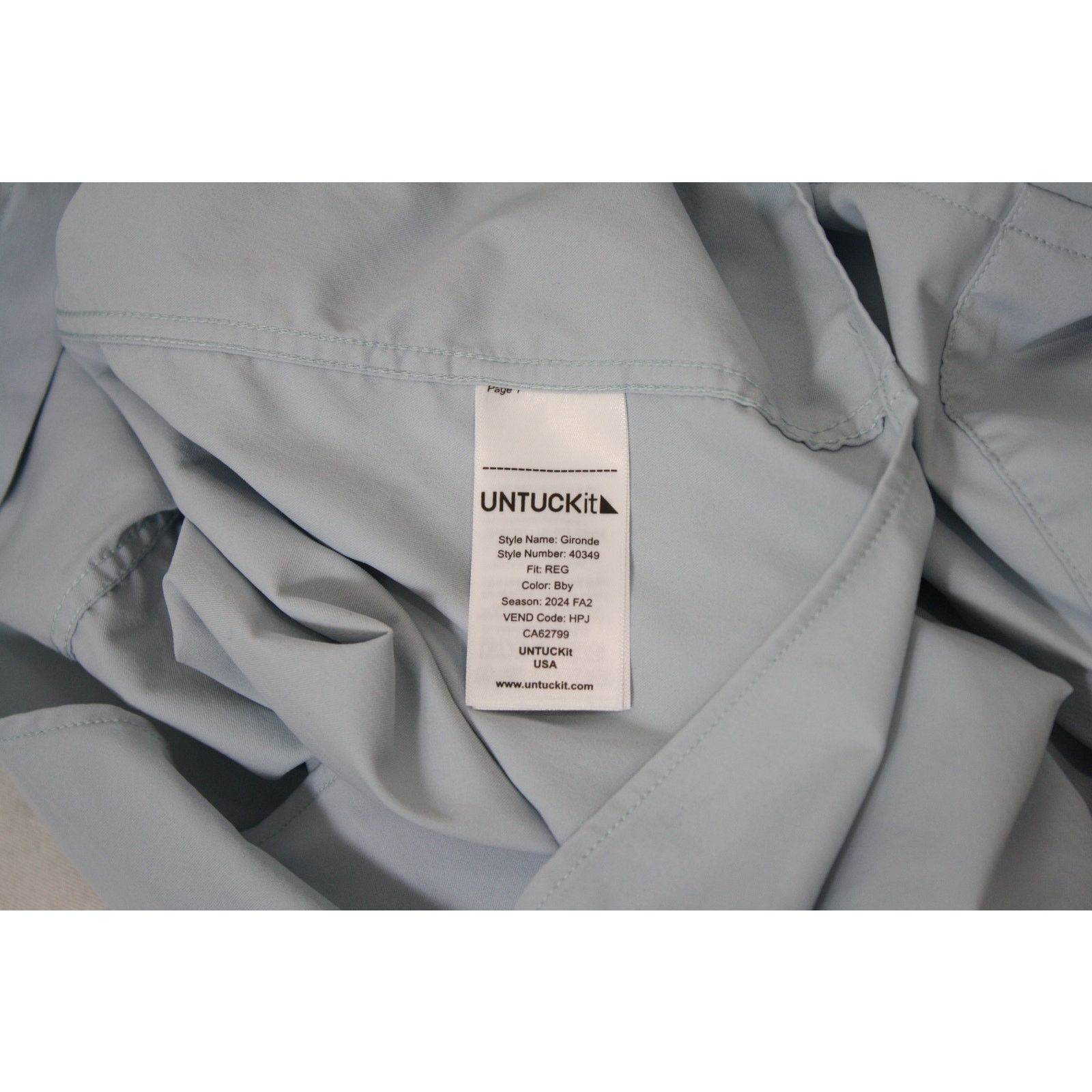 UNTUCKit UNTUCKit Gironde Shirt Mens Large Blue Stretch Button Up Size US L / EU 52-54 / 3 - 10 Thumbnail