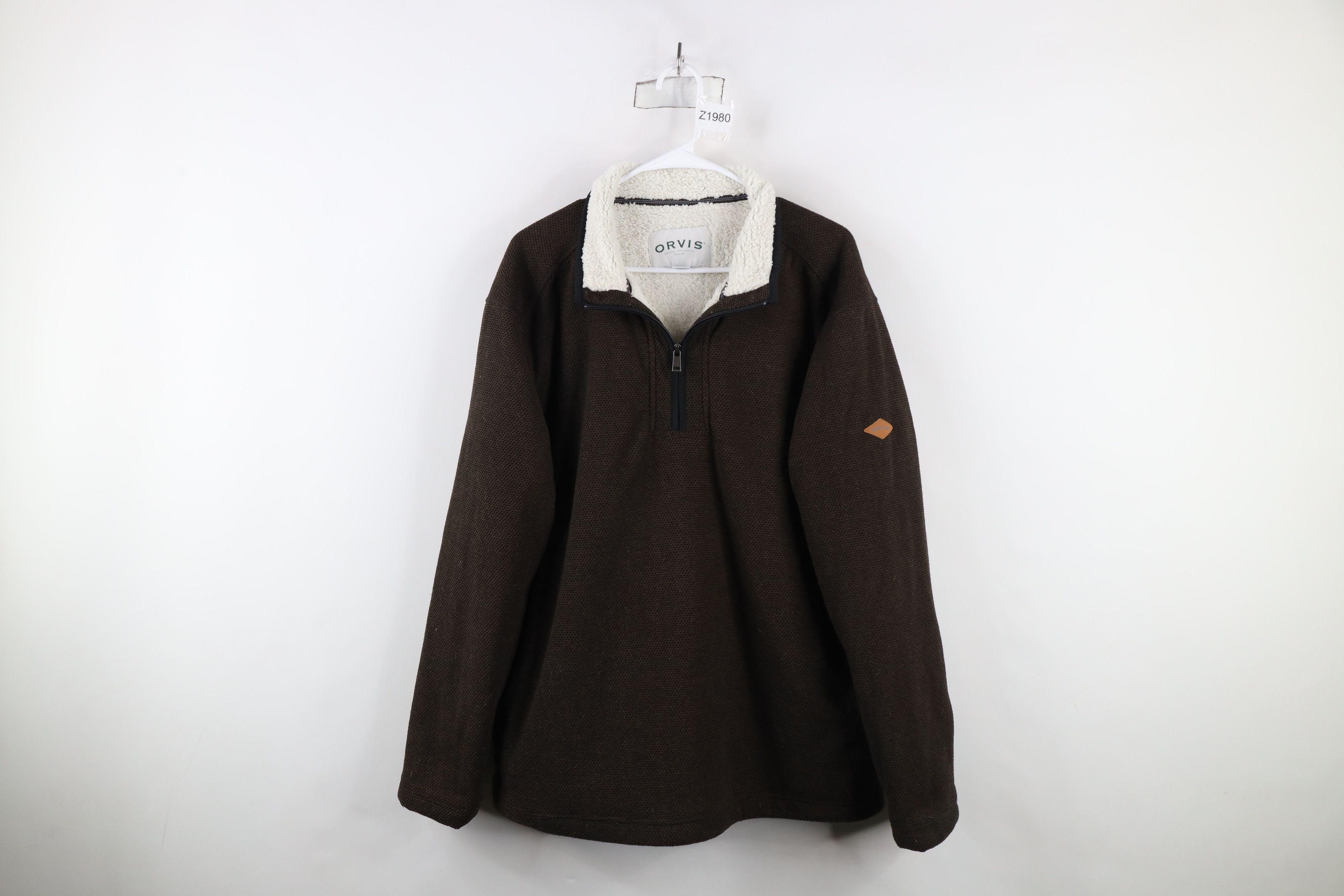 Orvis × Vintage Vintage Orvis Fleece Lined Half Zip Sweater Jacket Brown Size US XXL / EU 58 / 5 - 1 Thumbnail