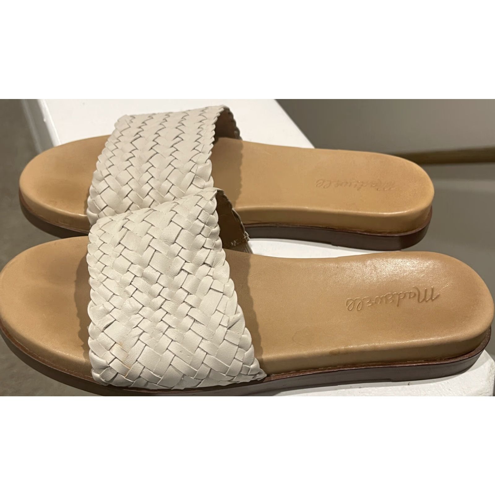 Madewell Madewell Womens Ne502 White Slides Size 8 - Slide, Leather, Flat, White, Women, Size 8 Size US 8 / IT 38 - 4 Thumbnail
