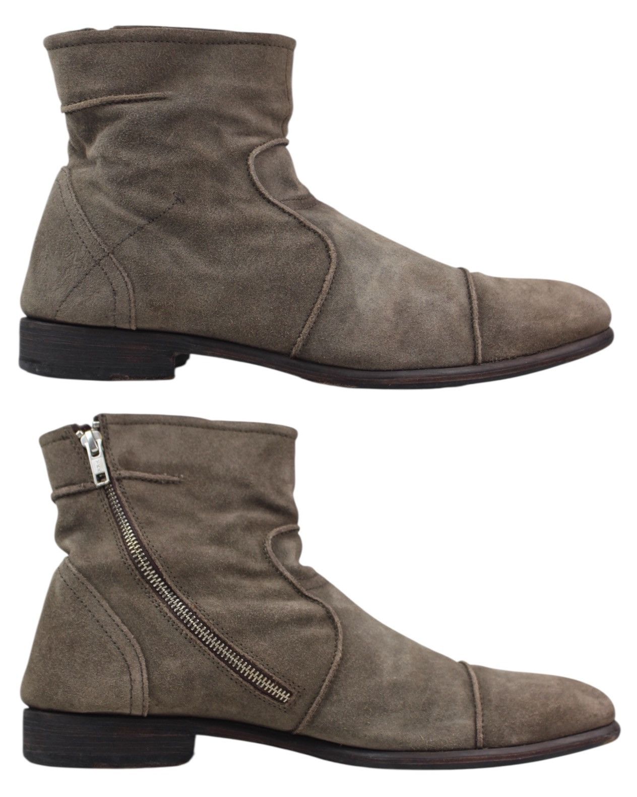 If Six Was Nine 2000S BLACKSTONE CARIBOU SUEDE CAP-TOE ZIP BOOTS Size US 11 / EU 44 - 1 Thumbnail