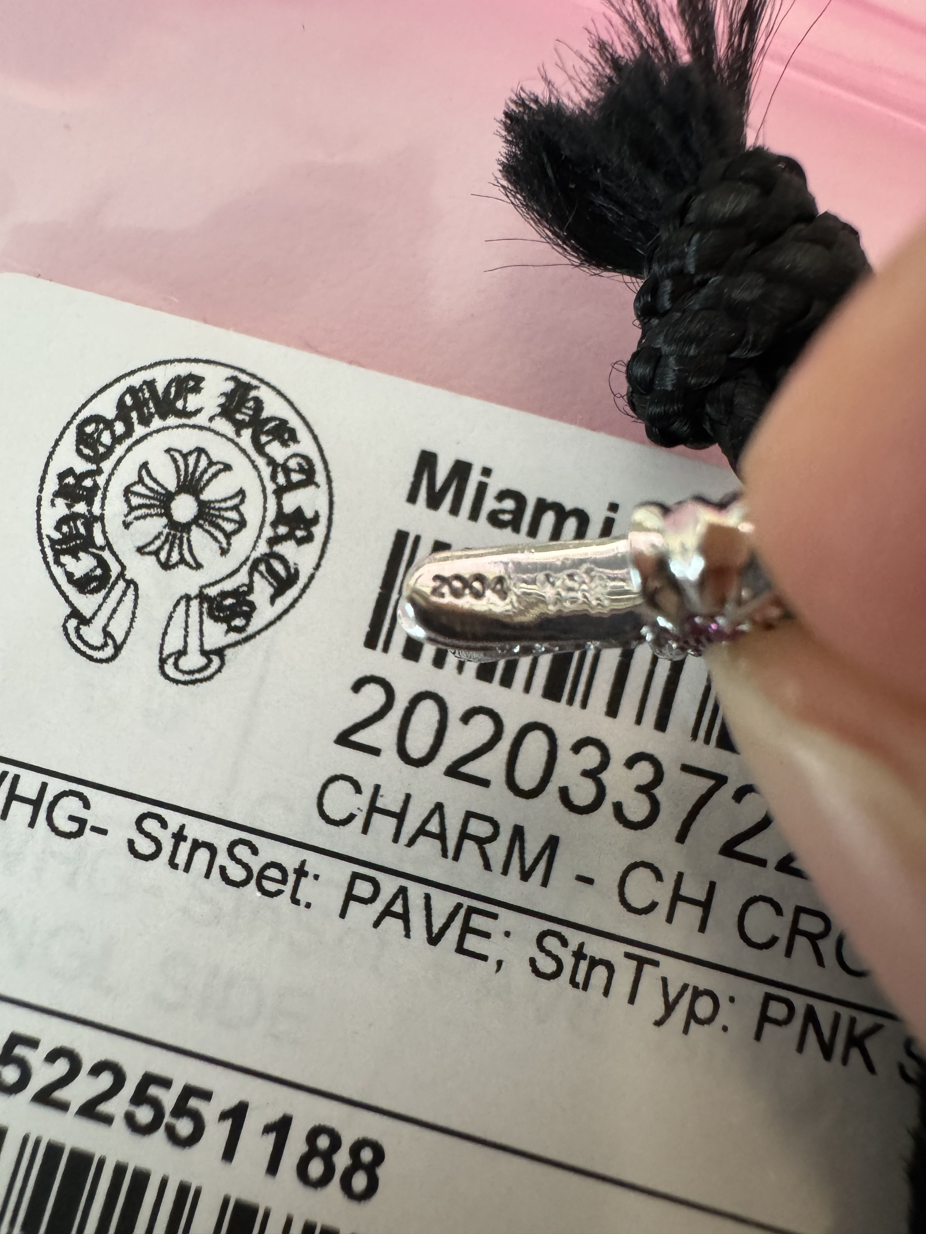 Chrome Hearts Chrome Hearts 18K White Gold Pink Babyfat Cross Pendant Size ONE SIZE - 2 Thumbnail
