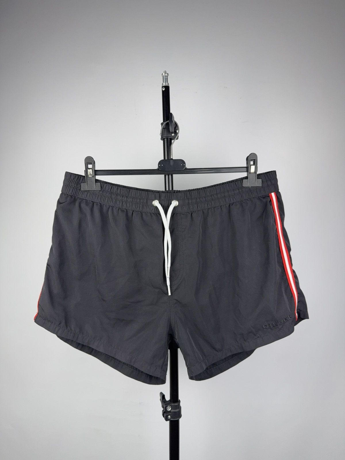 Diesel Luxury Diesel Beachwear Black Red Stripe Swim Shorts Size US 33 - 1 Thumbnail
