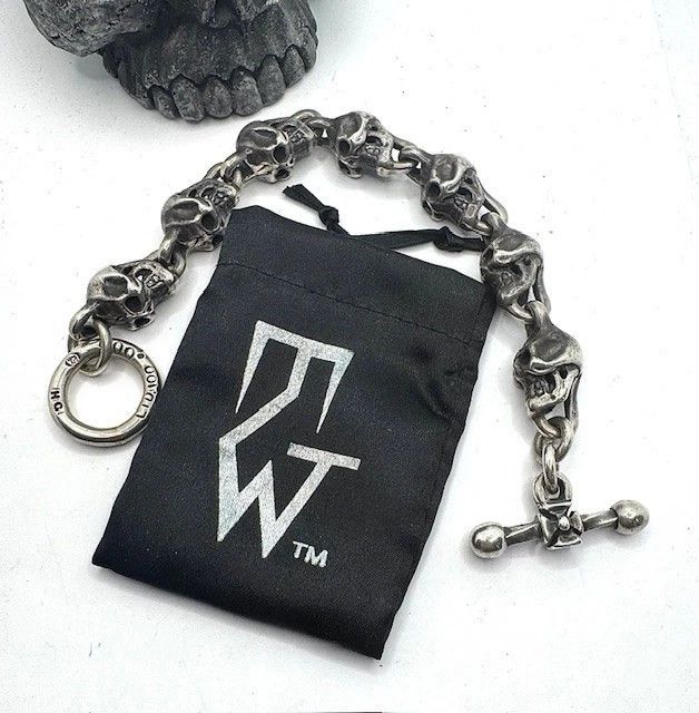 Other Travis Walker Large 7 Skull Bracelet Sterling .925 Size ONE SIZE - 14 Thumbnail