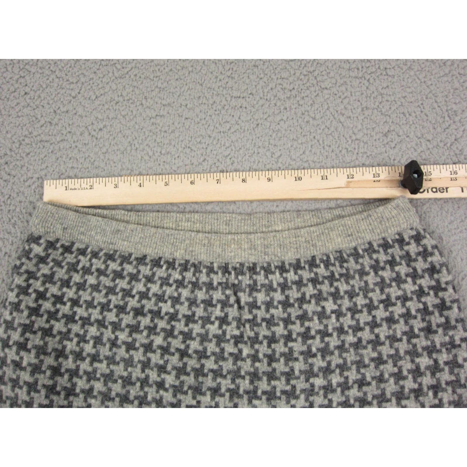 Vintage Vintage Renee Tener Skirt Womens M Gray Houndstooth A-Line Knee Length Wool Nylon Geometric 80s Size 32" / US 10 / IT 46 - 4 Thumbnail