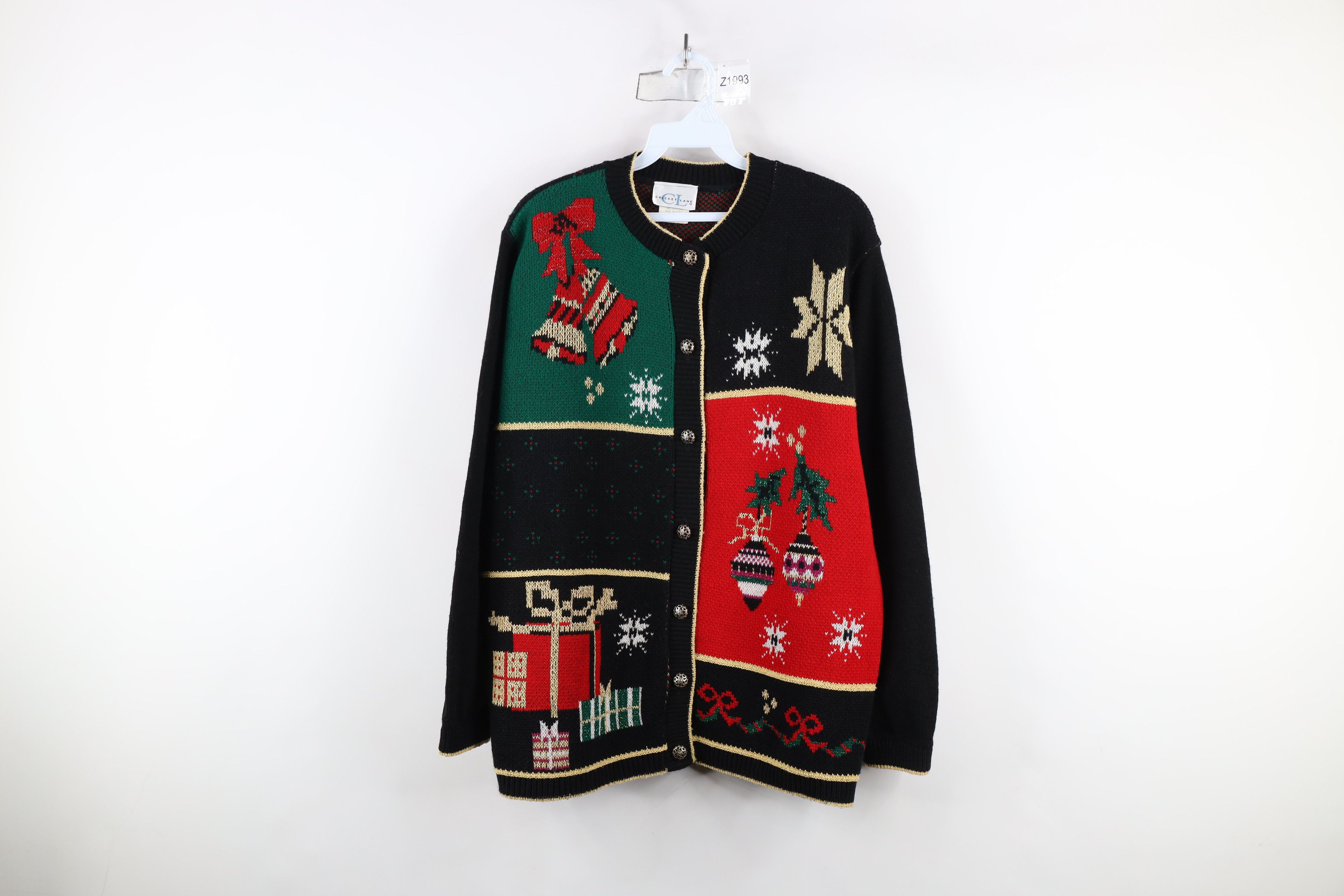Vintage Vintage 90s Streetwear Patchwork Knit Cardigan Sweater USA Size M / US 6-8 / IT 42-44 - 1 Thumbnail