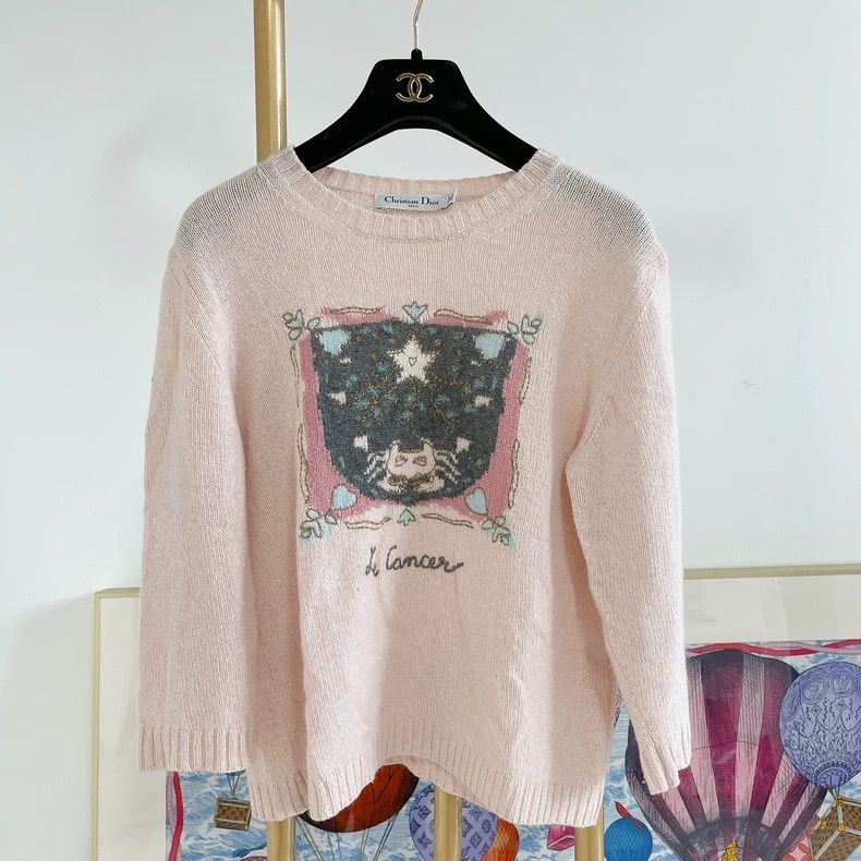 Dior Pink embroidered jacquad knitted long sleeves 2504-Nex