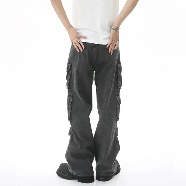 VIBE distressed fade pleated flared cargo jeans Size US 32 / EU 48 - 3 Thumbnail