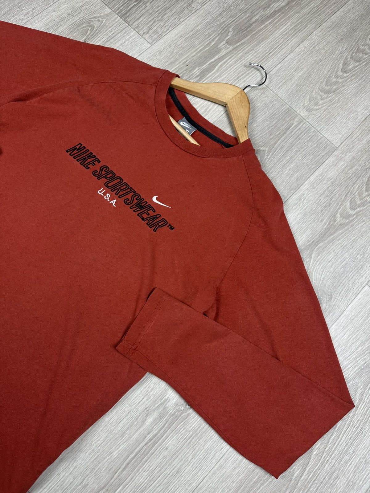 Nike × Vintage Vintage Nike USA Long Sleeve 90s Sportswear Big Logo Size US XL / EU 56 / 4 - 2 Thumbnail