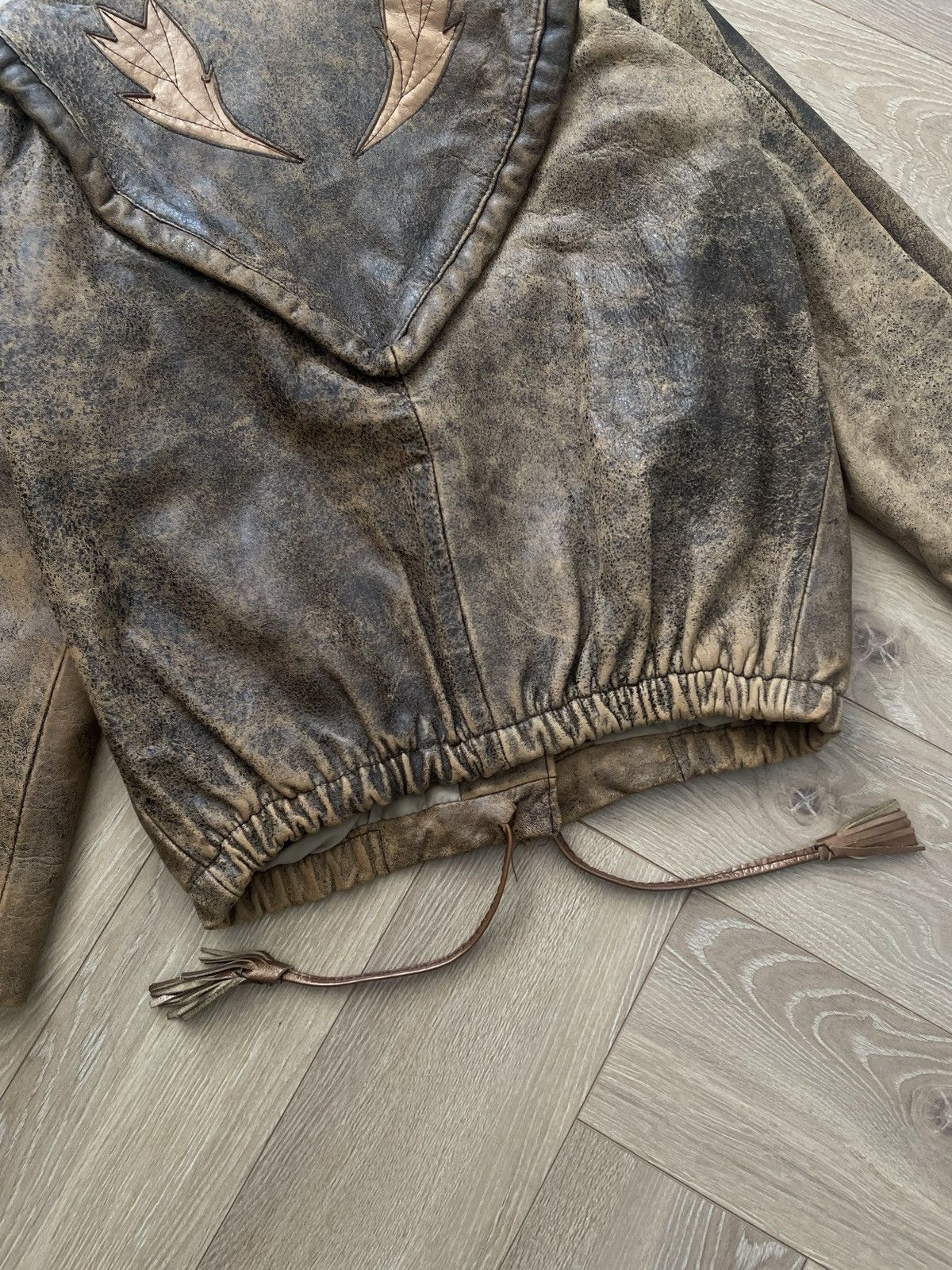 Vintage Washed Brown Retro 90s Genuine Real Leater Bomber Punk Rock Size US M / EU 48-50 / 2 - 10 Thumbnail