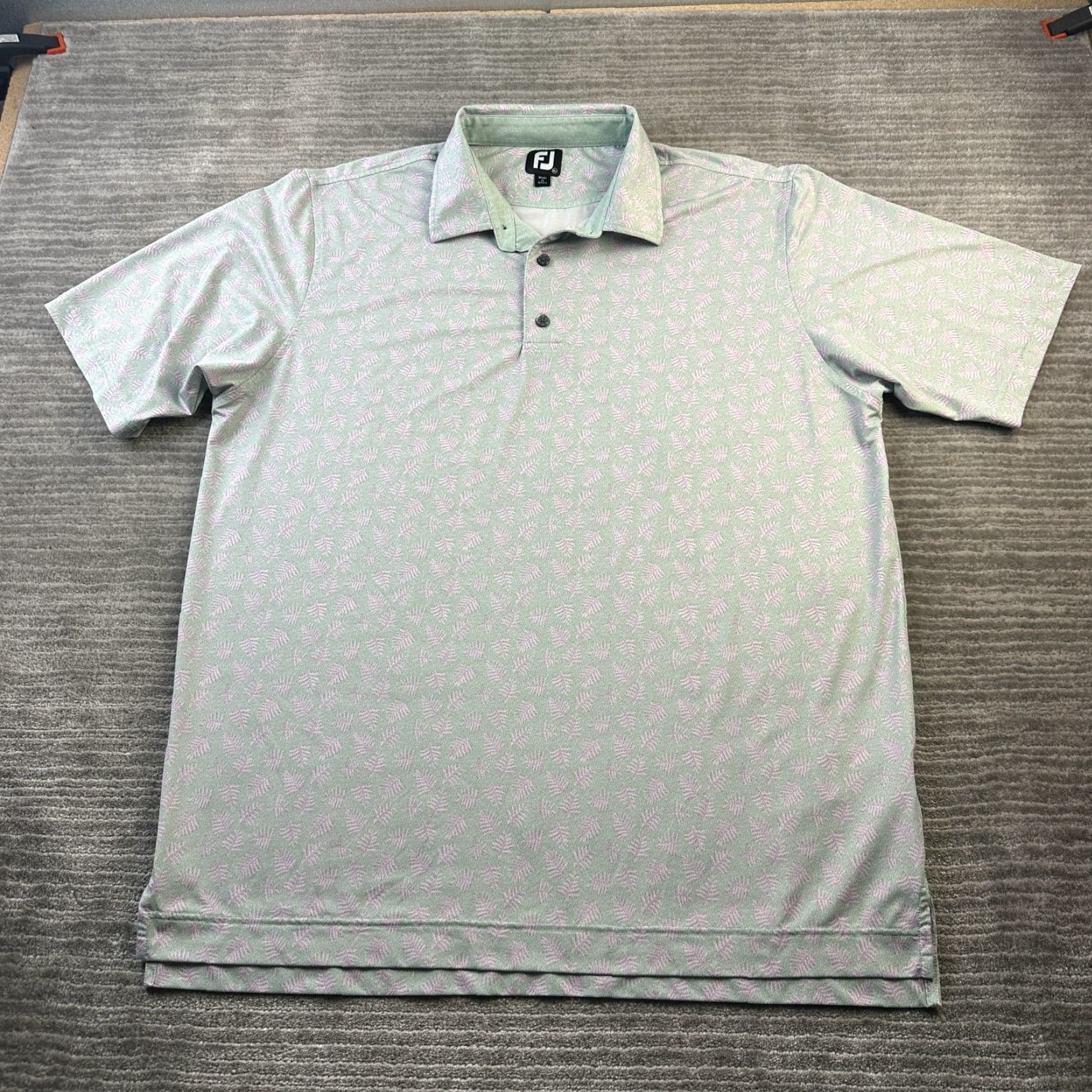 Footjoy FootJoy Polo Shirt Mens XL Green All Over Floral Print Golf Performance Short Sleeve Shirt Regular Fit Size US XL / EU 56 / 4 - 2 Thumbnail