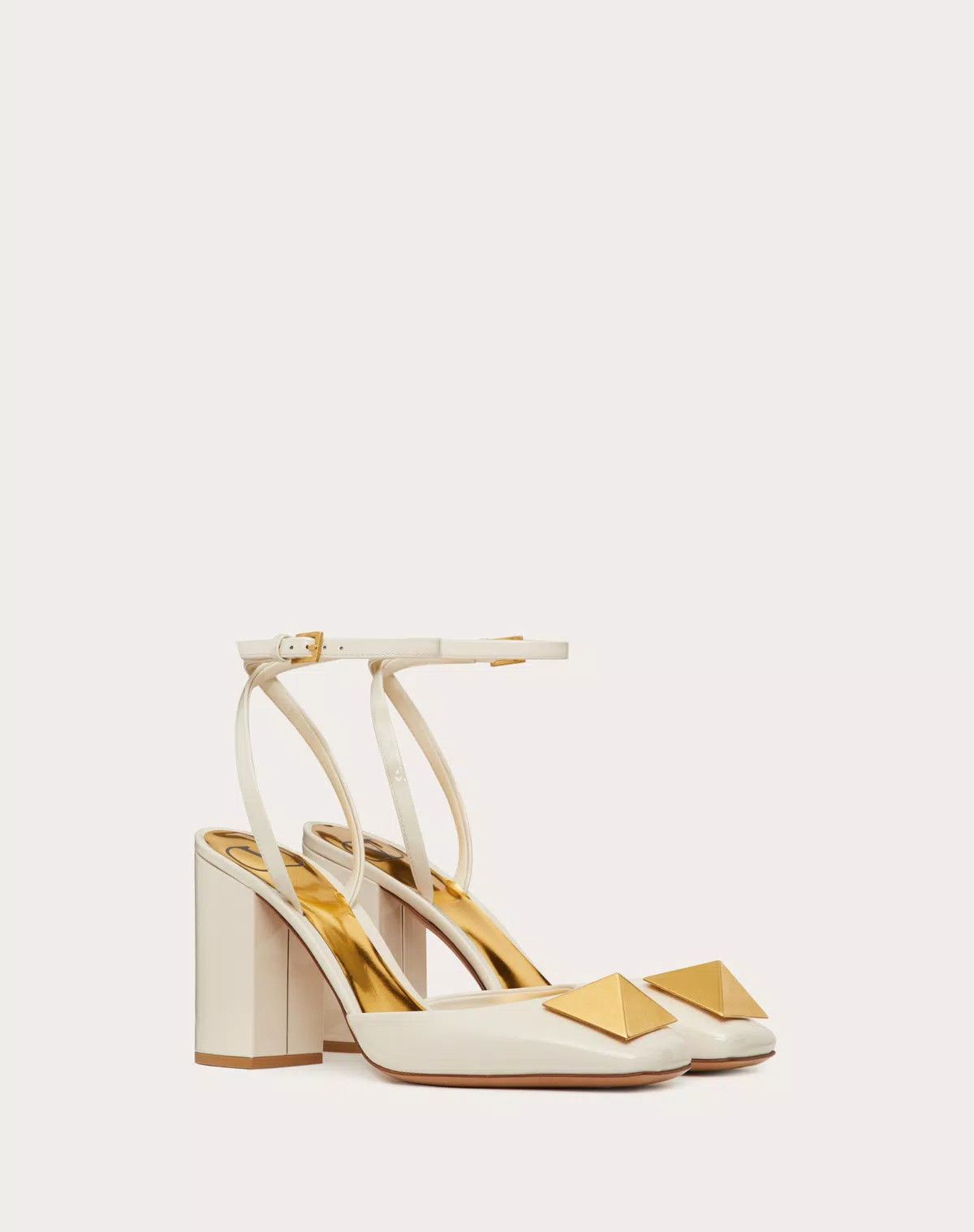Valentino o1s1wg110625 One Stud Pump Patent Leather 90m in Ivory/White Size US 11 / IT 41 - 2 Thumbnail