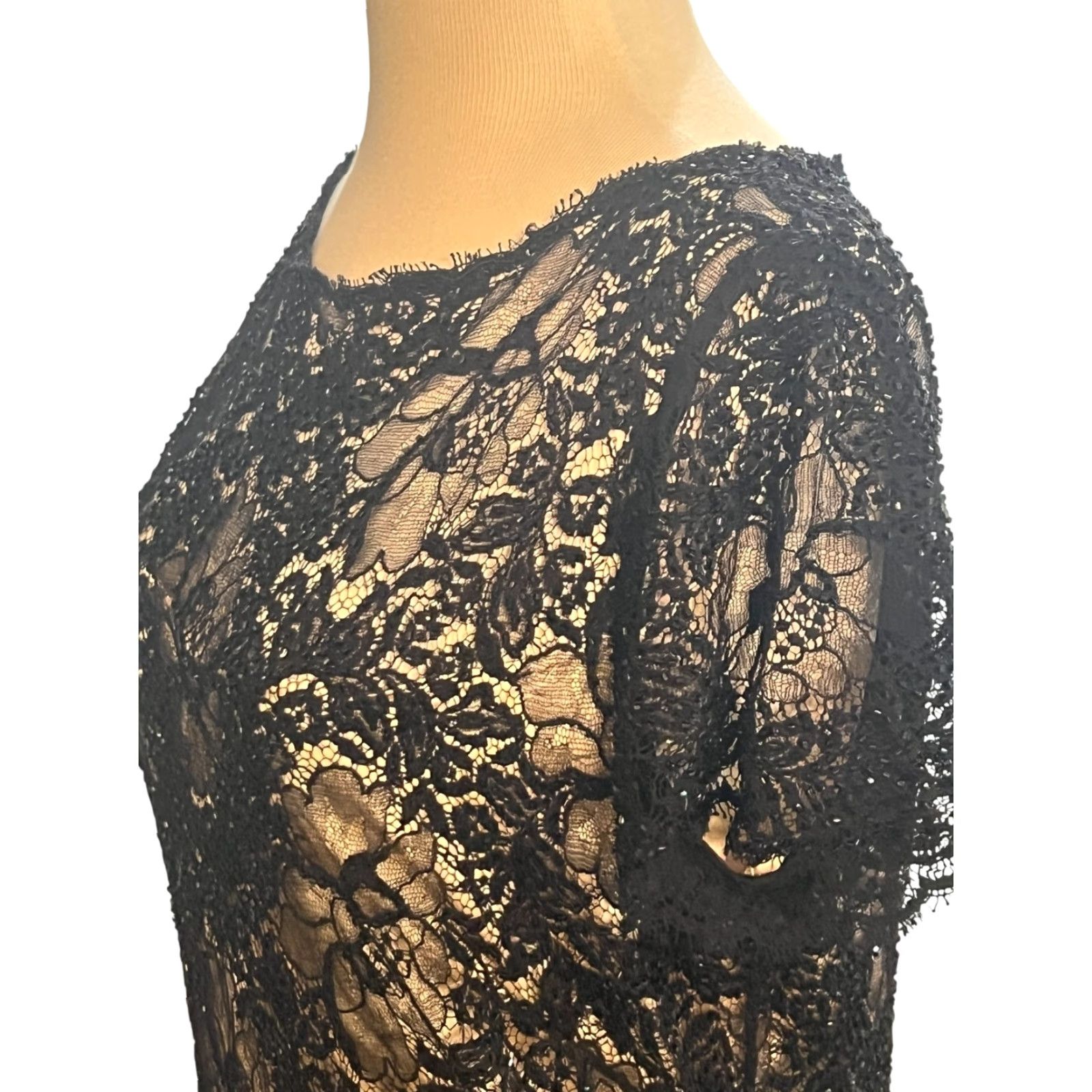 VINTAGE Oleg Cassini NEIMAN MARCUS Black Evening Gown Beaded Silk Sz 10 Dress  Long Formal/Party/