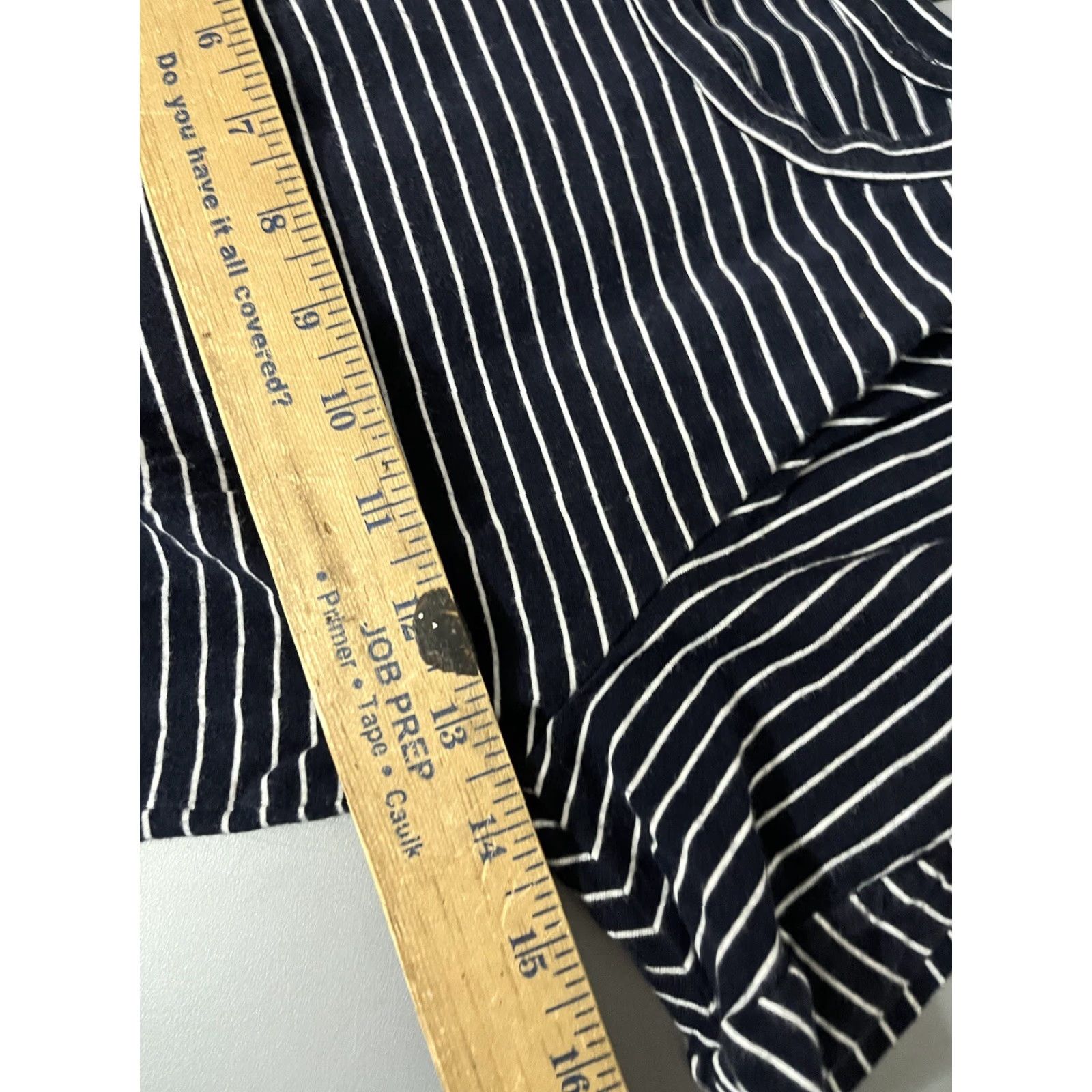 Banana Republic VINTAGE Banana Republic Womens Shirt XS Blue Striped Short Sleeve Scoop Neck Pullover Logo Lightweight Jersey Cotton Blend Regular Women Size 26" / US 2 / IT 38 - 5 Thumbnail