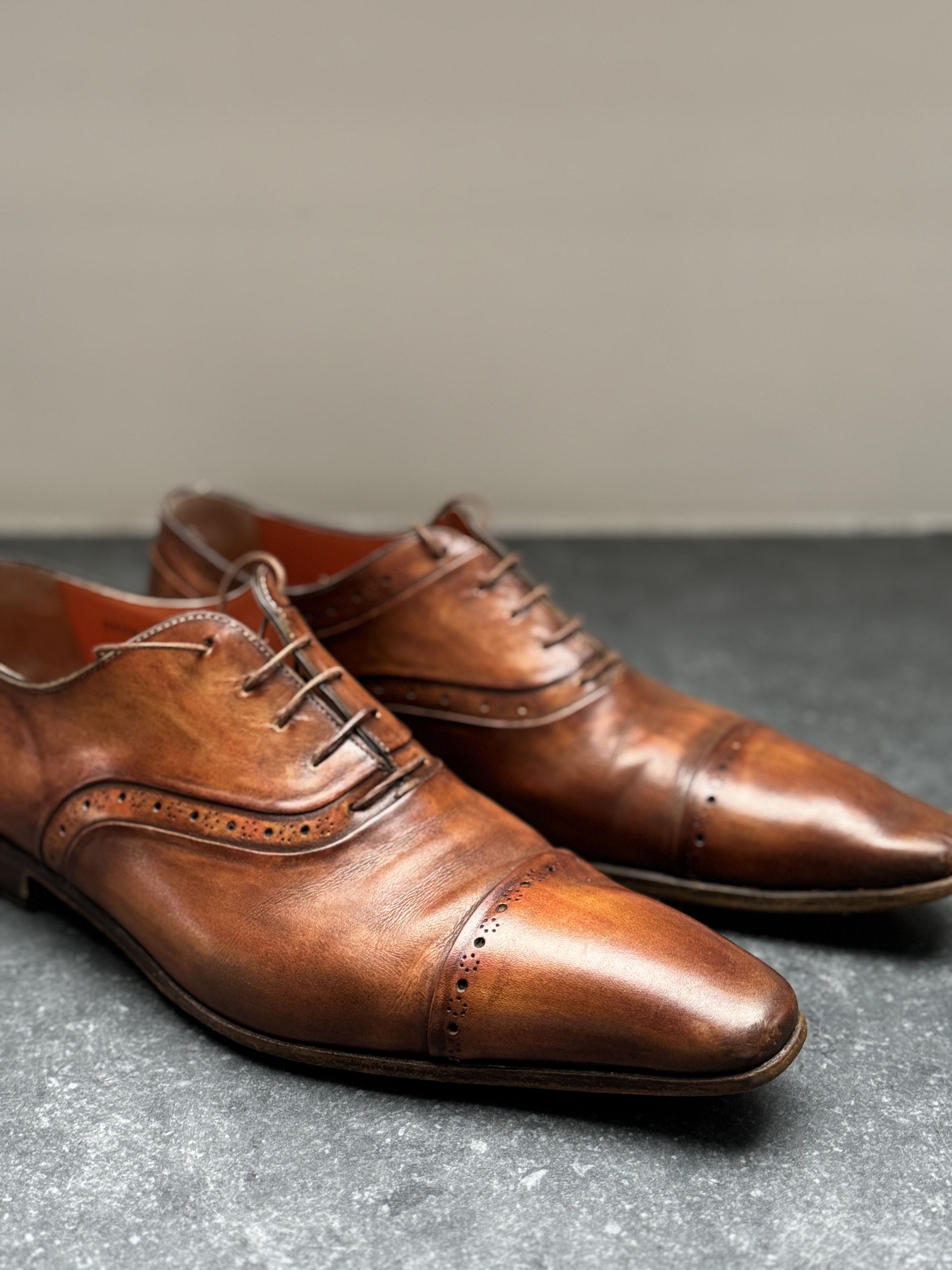 Santoni Men's brown leather lace-up shoe Size US 11.5 / EU 44-45 - 1 Thumbnail