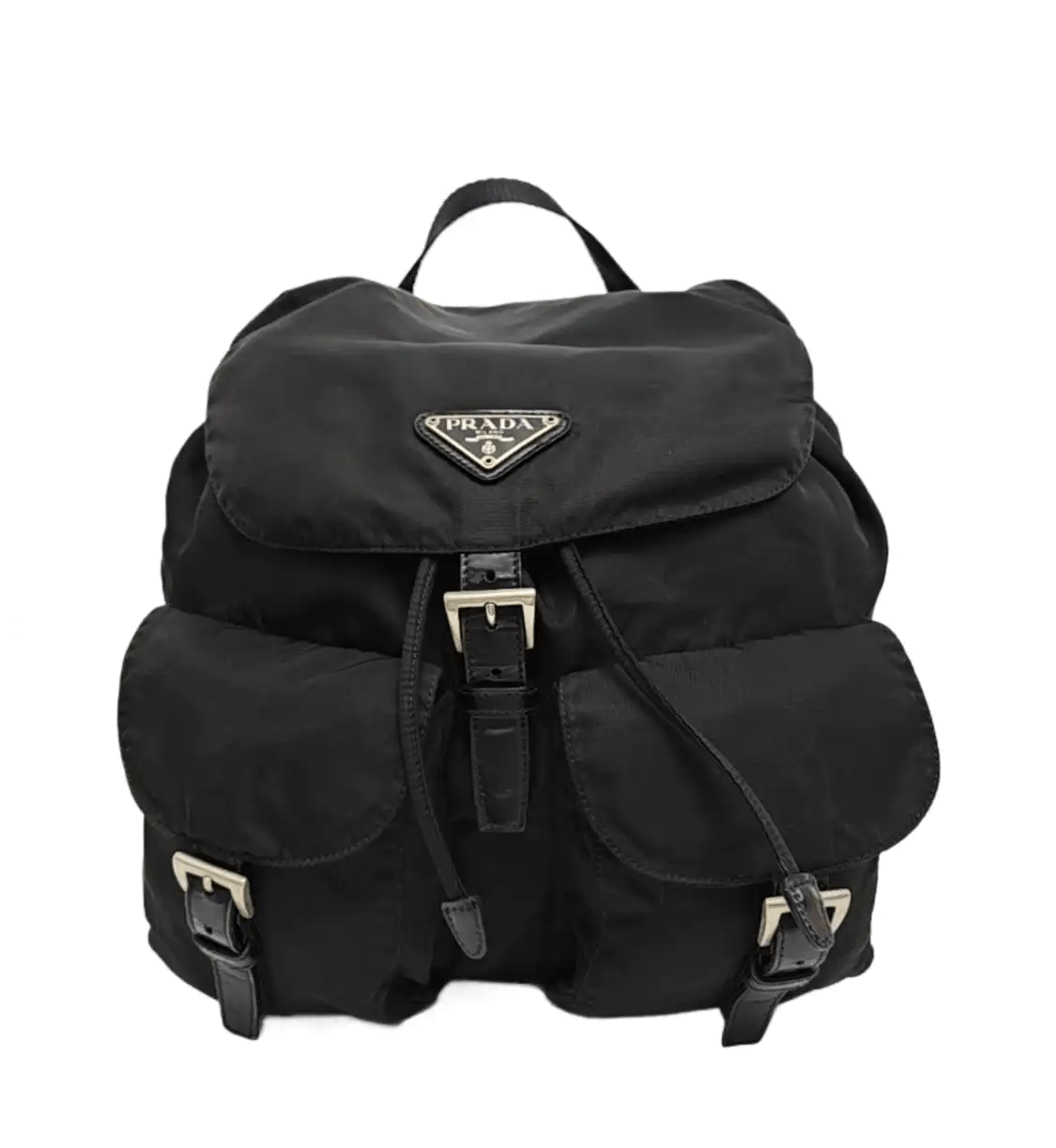 Prada PRADA Re-Nylon Medium black nylon logo backpack silver hardware Size ONE SIZE - 1 Thumbnail