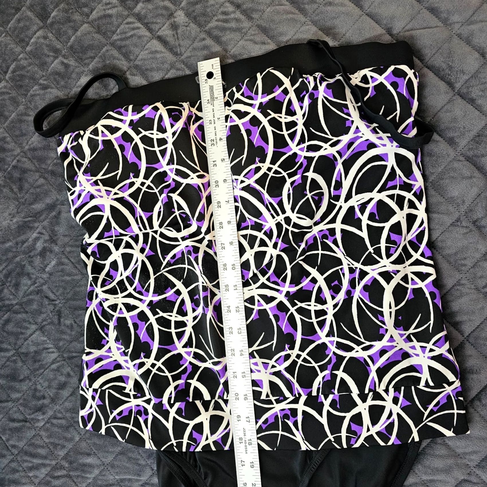 Vintage Jaclyn Smith Women's Tankini Black & Purple Floral Tankini Swim Top & Swim Skirt Set Size 16 Built-In Bra Spaghetti Strap Nylon Spandex Regular Women Size ONE SIZE - 4 Thumbnail