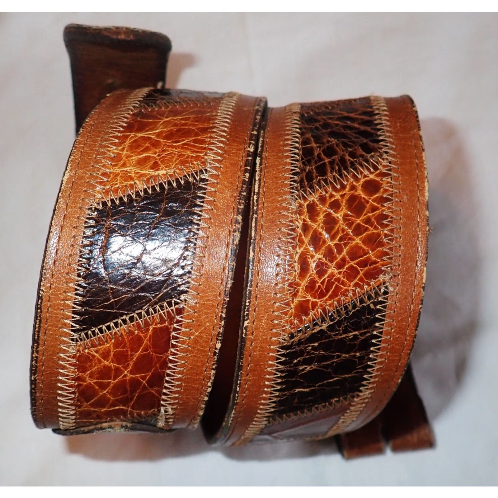 Vintage VINTAGE Nocona Men's Western Belt 32 Textured Exotic Reptile Leather Casual Dress Size 32 - 2 Thumbnail