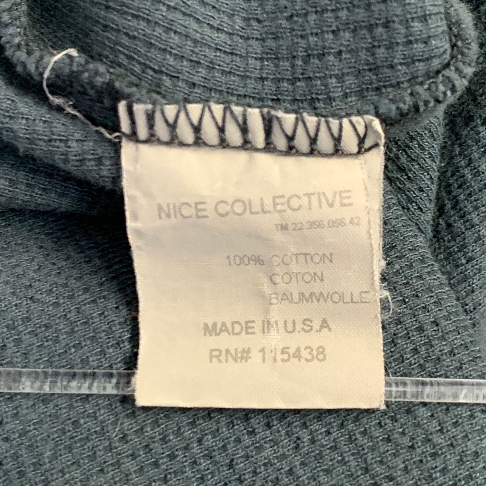 Nice Collective NICE COLLECTIVE M Green Waffle Knit Cotton Hoodie Sweatshirt Size US M / EU 48-50 / 2 - 9 Thumbnail