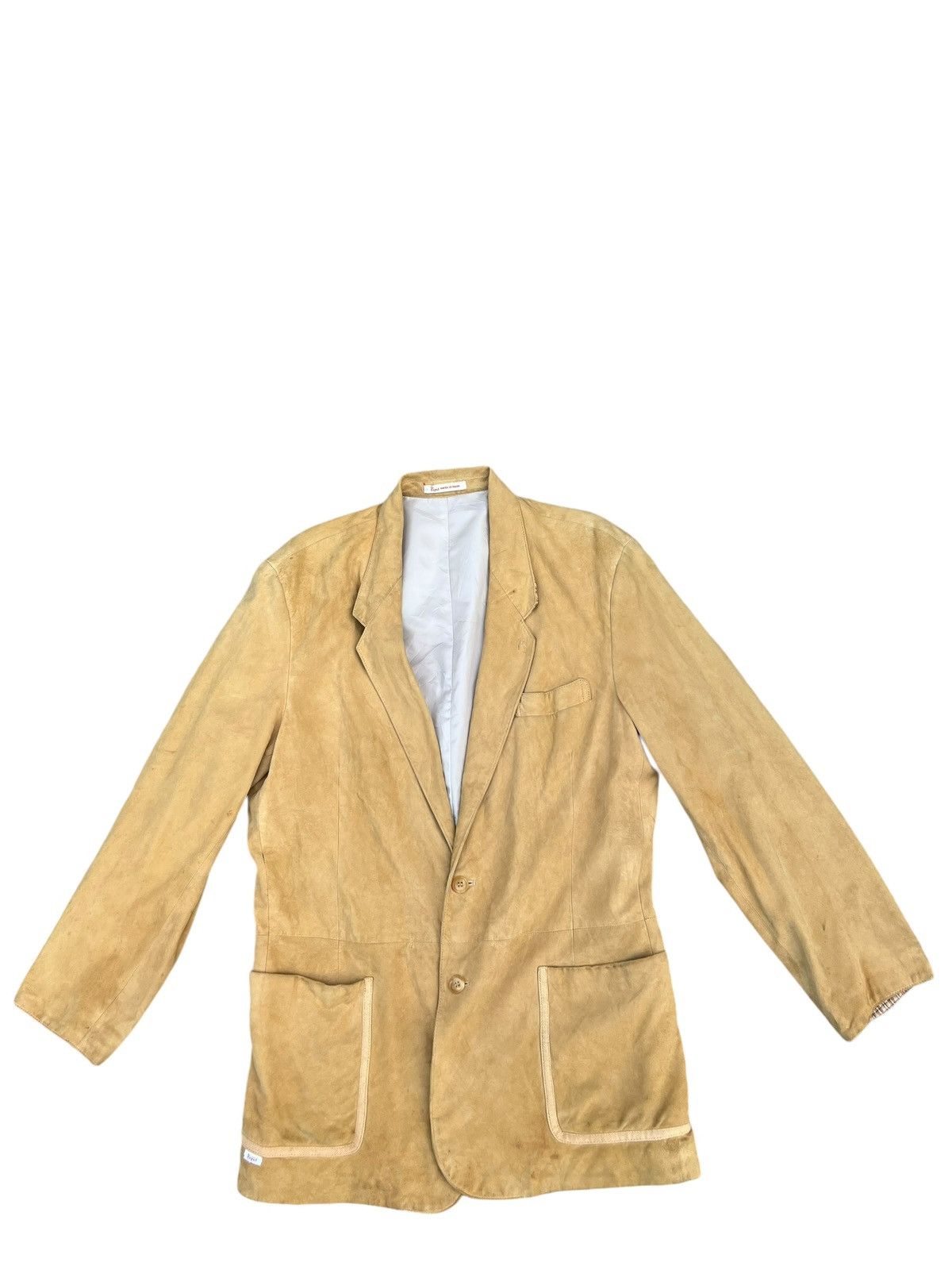 Mademoiselle Non Non Papas Japan Patina Suede Sheepskin Leather Blazer Jacket Size US L / EU 52-54 / 3 - 3 Thumbnail