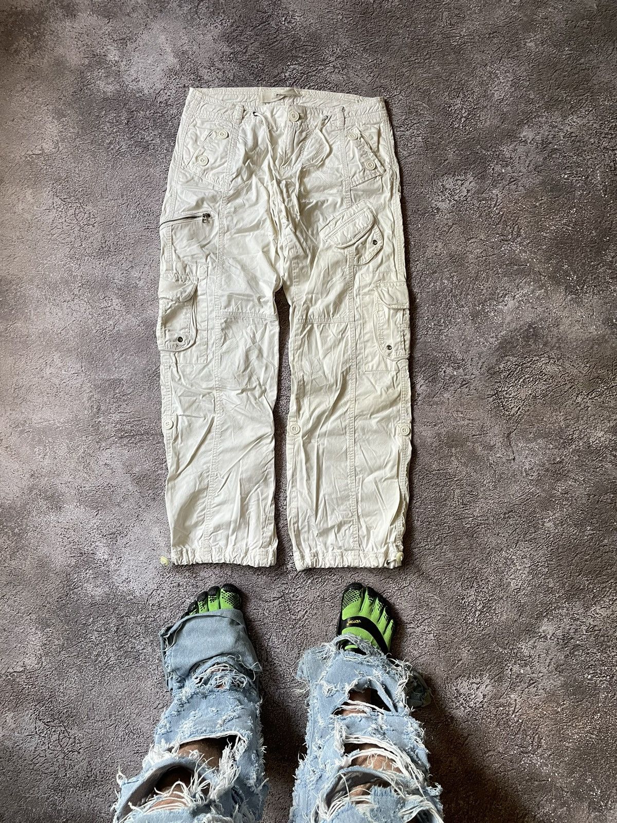 image of Vintage 90's Cargo Hype Pants Multipocket Japan Bondage in White, Women's (Size 33)