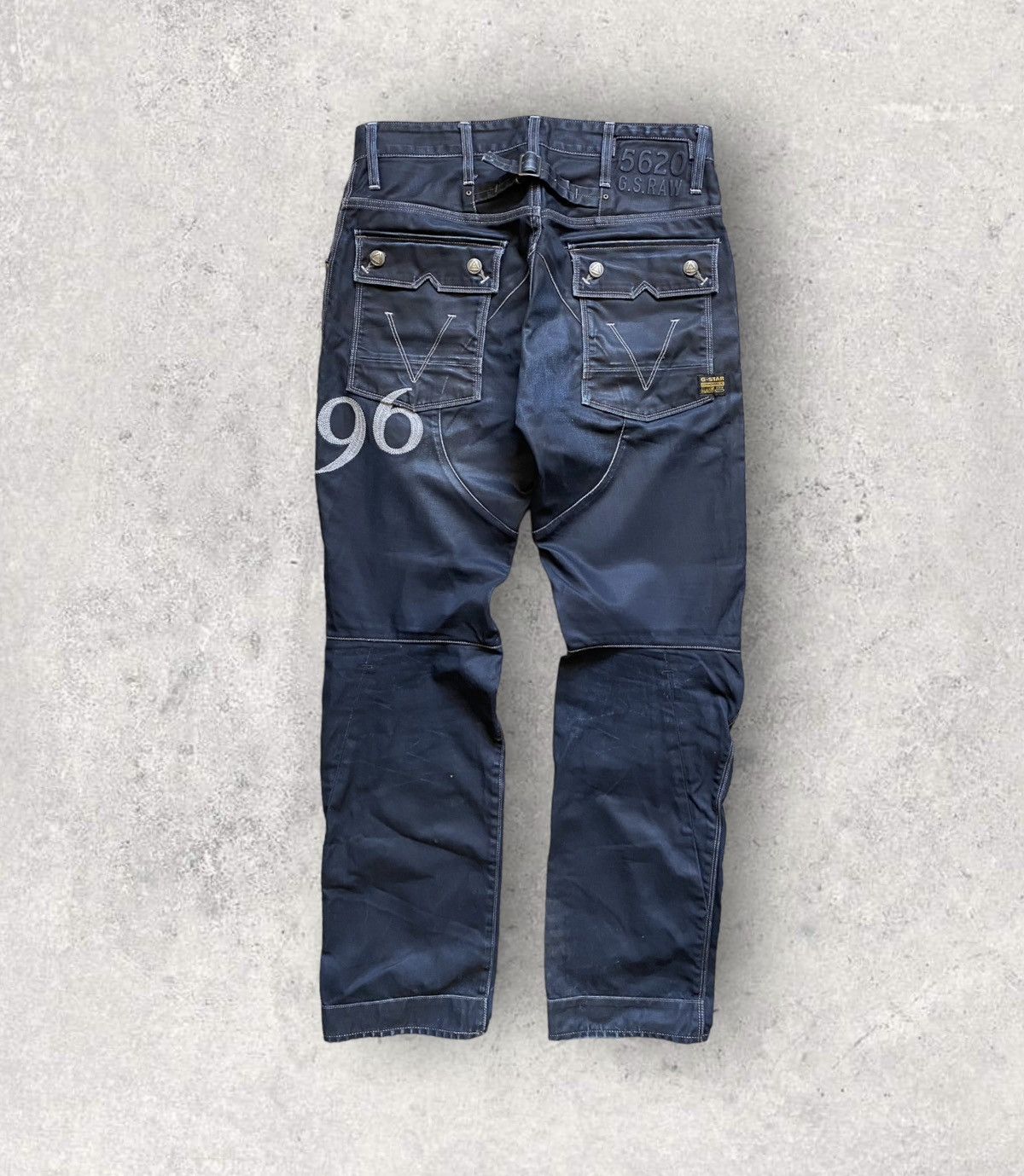 Jean Cargo Vintage G-Star RAW Pour Homme - Taille W32 L34, Coupe Regular, Délavé Moyen, Occasion Très Bon état