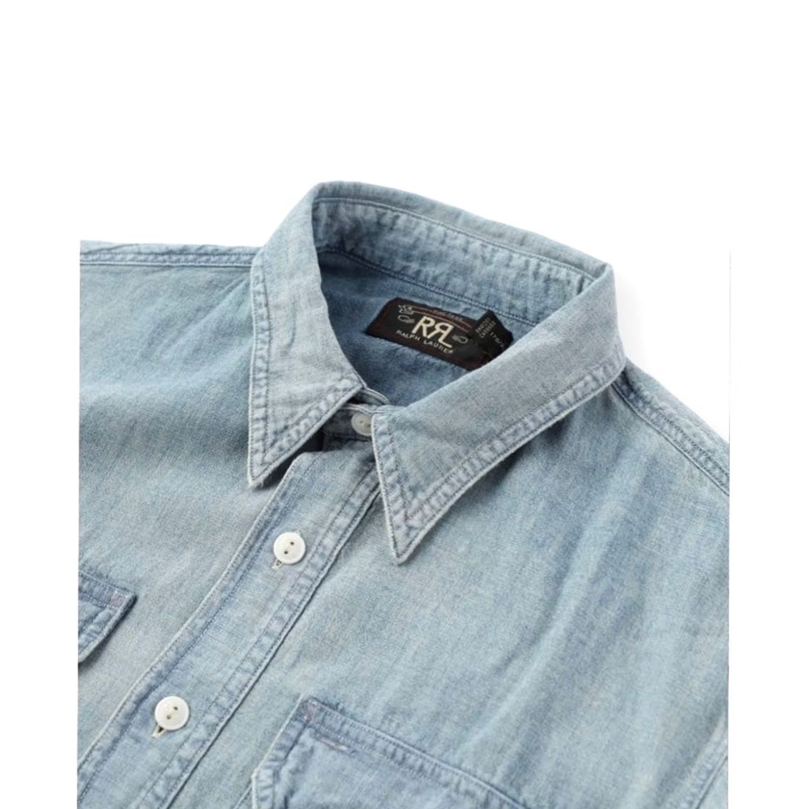 Ralph Lauren RRL RALPH LAUREN WORK SHIRT DENIM LONG SLEEVE LIGHT BLUE SIZE XL MEN USED Size US XL / EU 56 / 4 - 5 Thumbnail