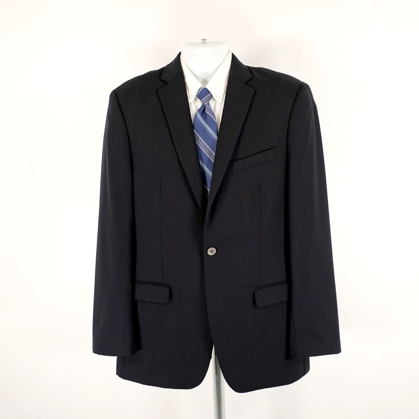 Calvin Klein Calvin Klein Wool Navy Blue 38L 2 Silver Button Blazer Or Sl Size 38L - 3 Thumbnail