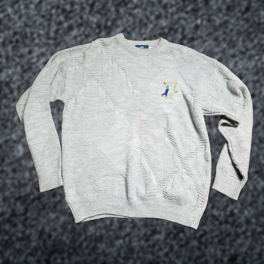 Jantzen Vintage Jantzen Golf Sweater Mens L Embroidered Gray Pullover 90s Comfort Fit Crew Neck Size US L / EU 52-54 / 3 - 1 Thumbnail