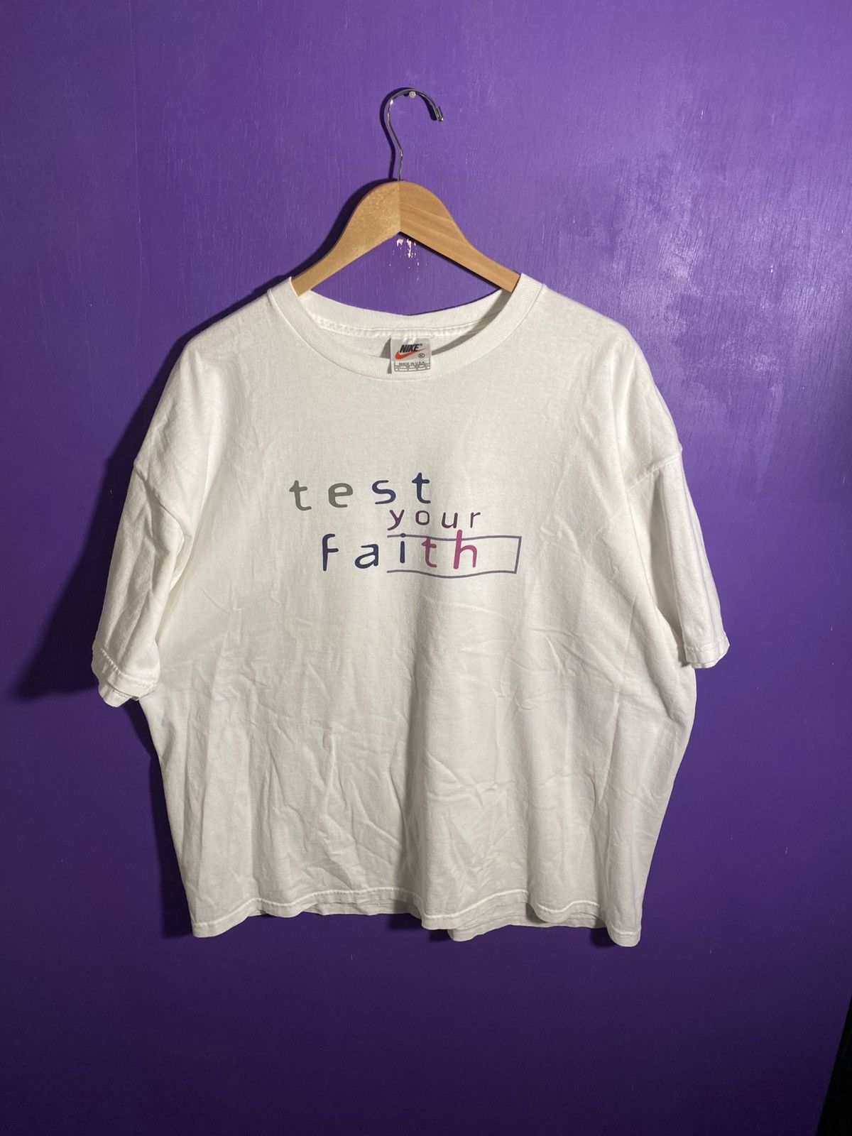 Vintage Vintage 90s Nike Test your faith daily t-shirt Size US XL / EU 56 / 4 - 1 Thumbnail