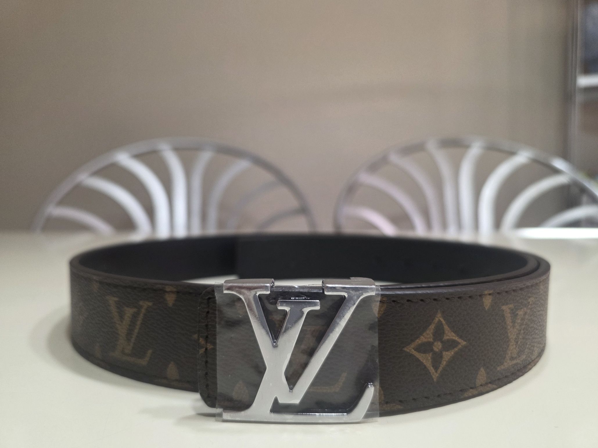 Other Men's brown leather belt brown prints, silver-toned buckle Size ONE SIZE - 2 Thumbnail