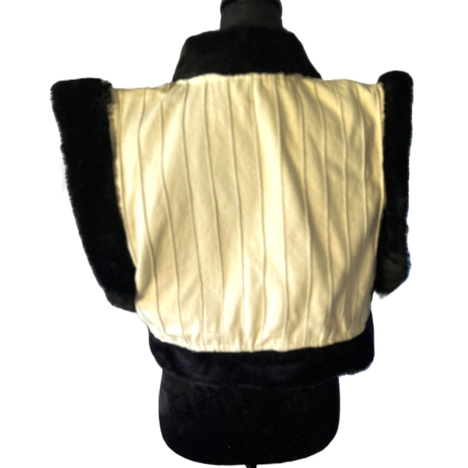 Vintage Jan Barboglio Crop Vest with Faux Fur 1990s Size 10