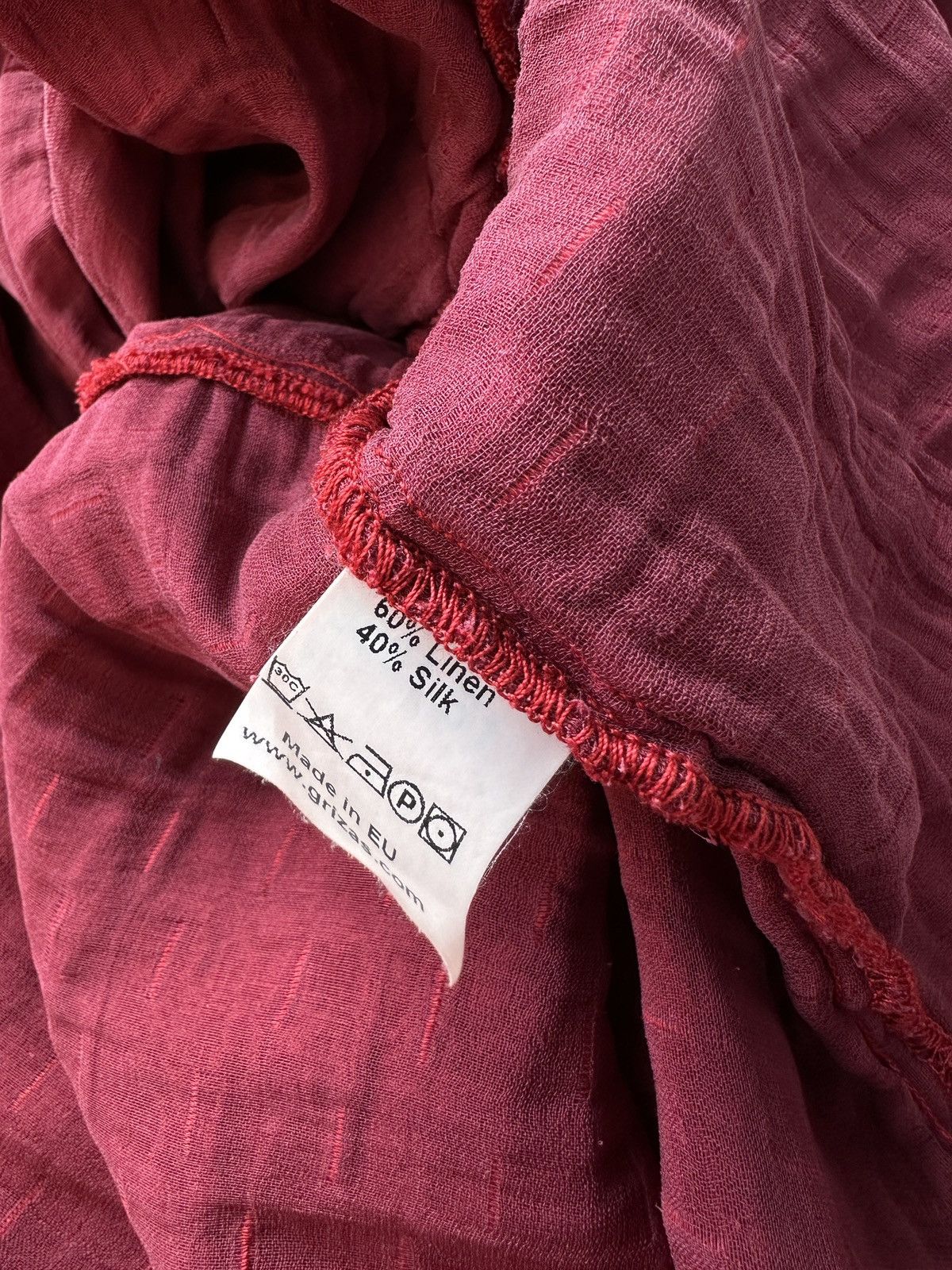 Other GRIZAS Cherry Red Crinkled Silk Linen Flared Shirt Dress Size L / US 10 / IT 46 - 11 Thumbnail