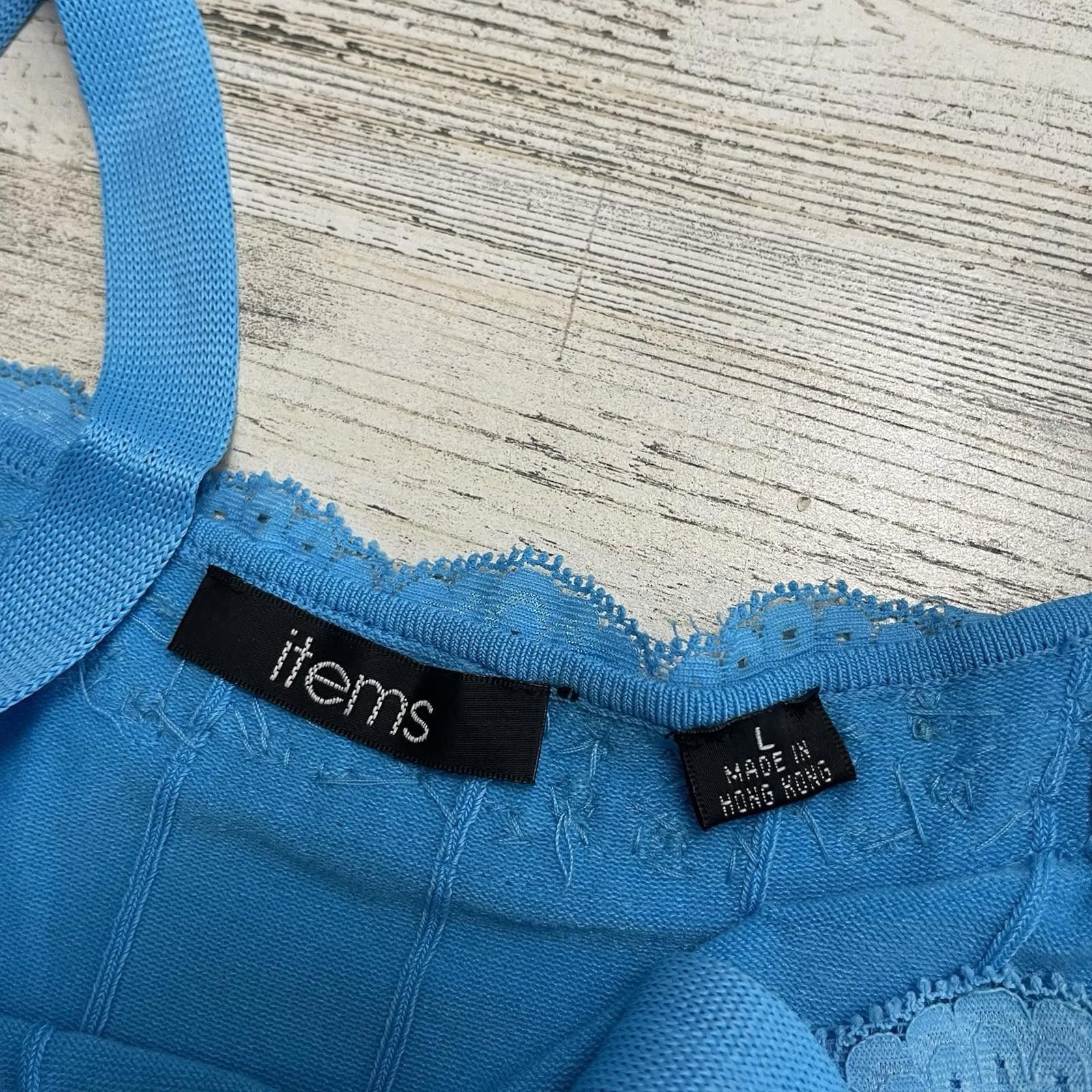 Designer Blue Items Fairy Y2K lace floral bead tank Large Size L / US 10 / IT 46 - 7 Thumbnail