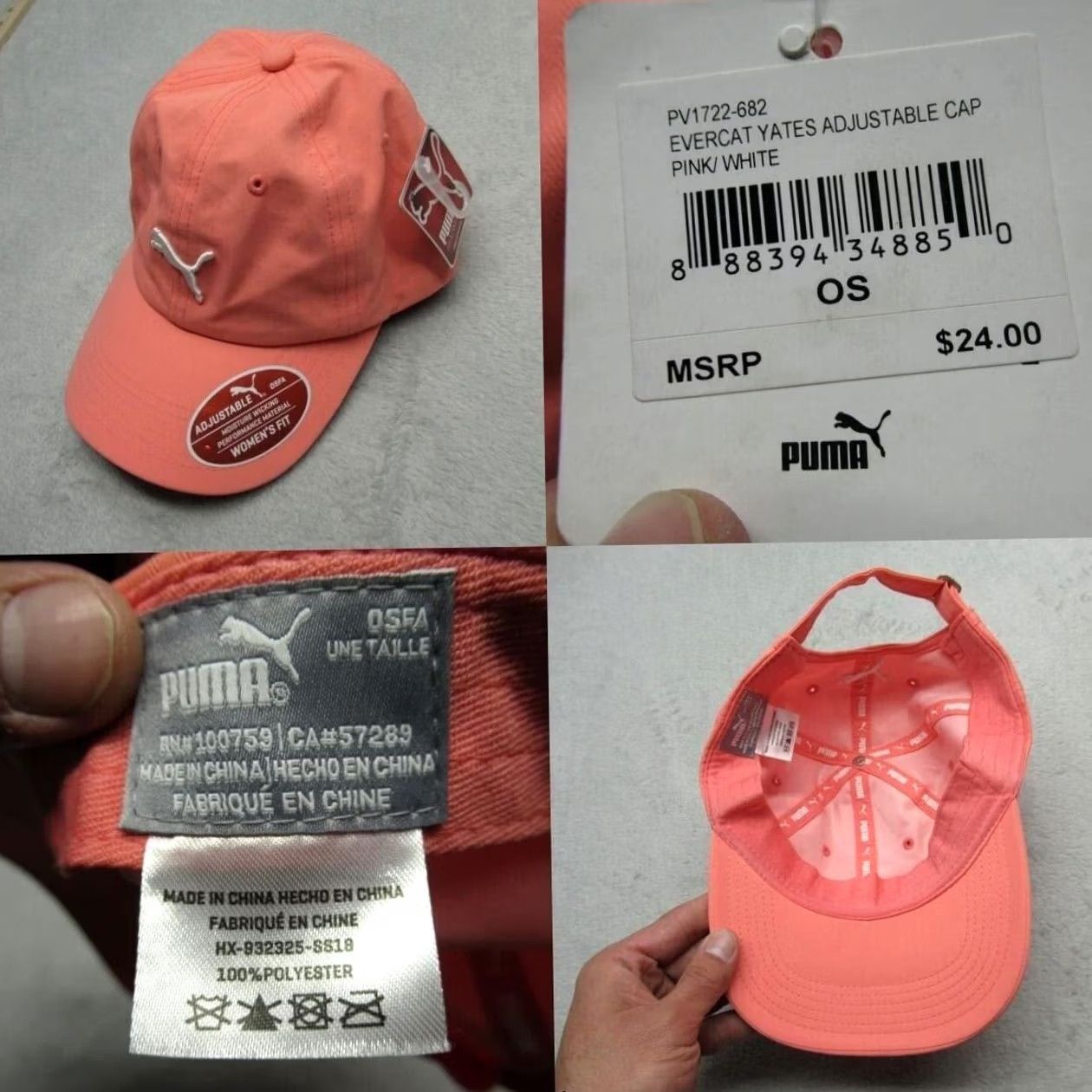 Puma PUMA Cap Womens One Size Pink Evercat Yates Adjustable OSFA Moisture Wicking NEW Size ONE SIZE - 2 Thumbnail
