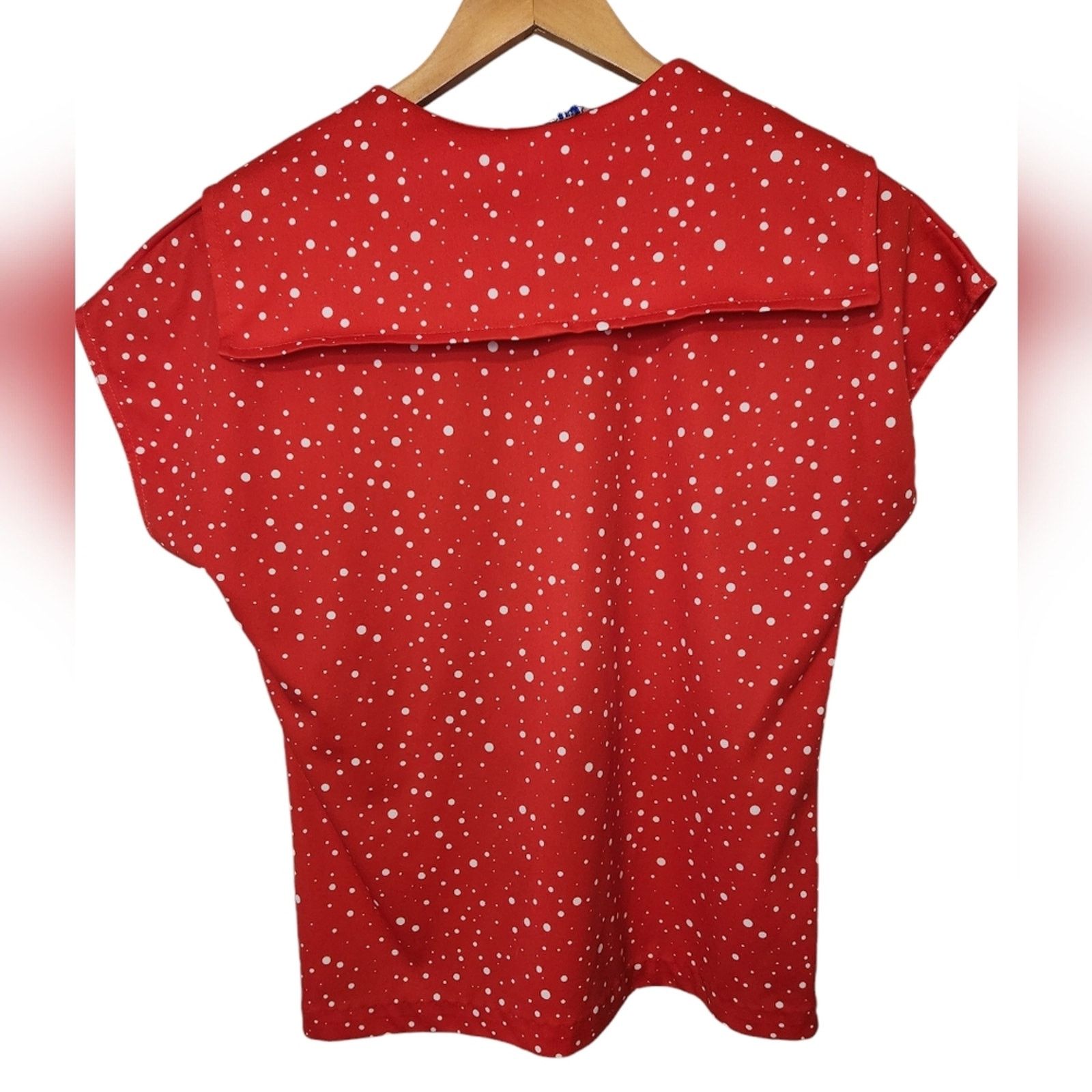Vintage Vintage Retro red and white dot wide collar top Medium Size M / US 6-8 / IT 42-44 - 2 Thumbnail