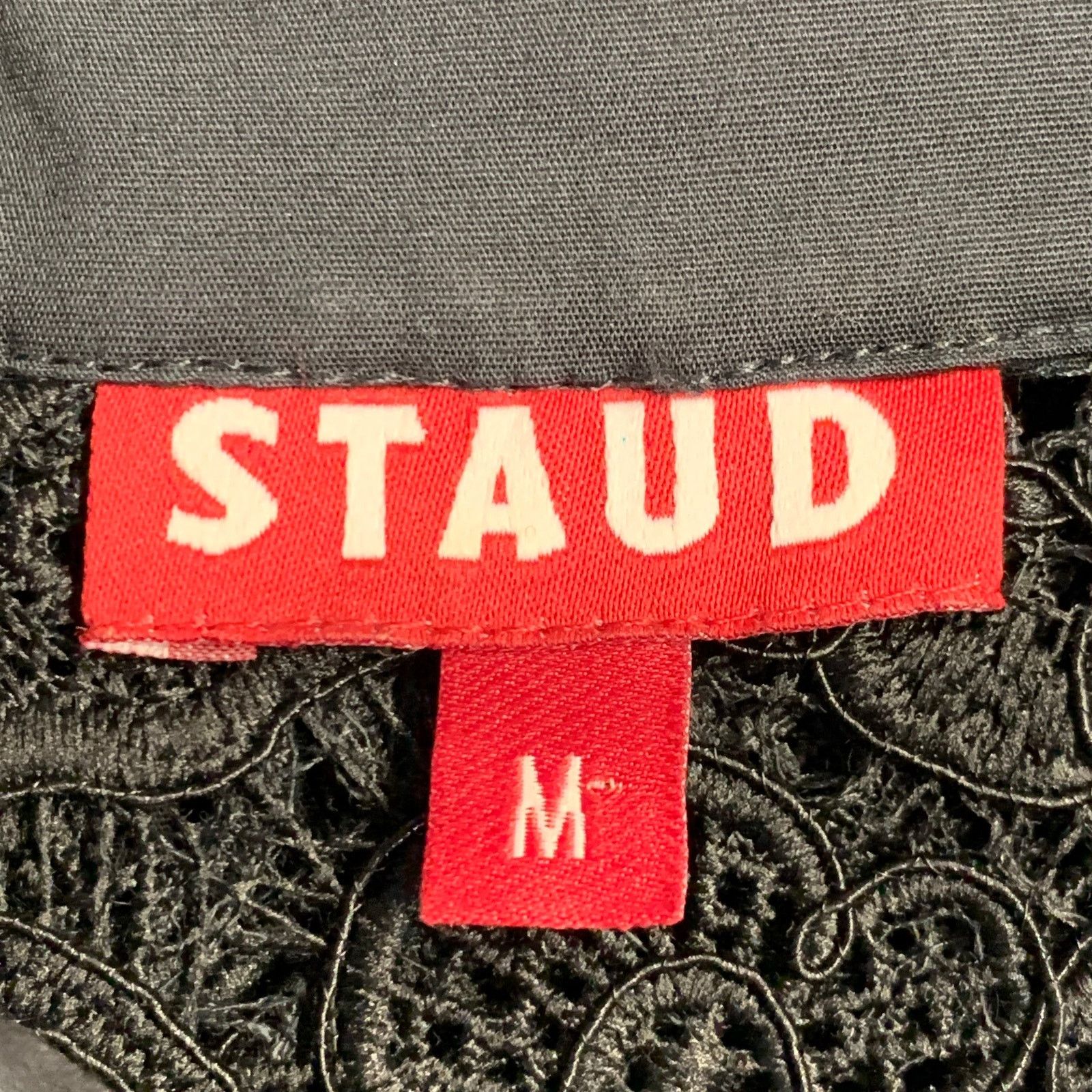 Staud STAUD M Black Polyester Lace Button Up Short Sleeve Shirt Size M / US 6-8 / IT 42-44 - 7 Thumbnail