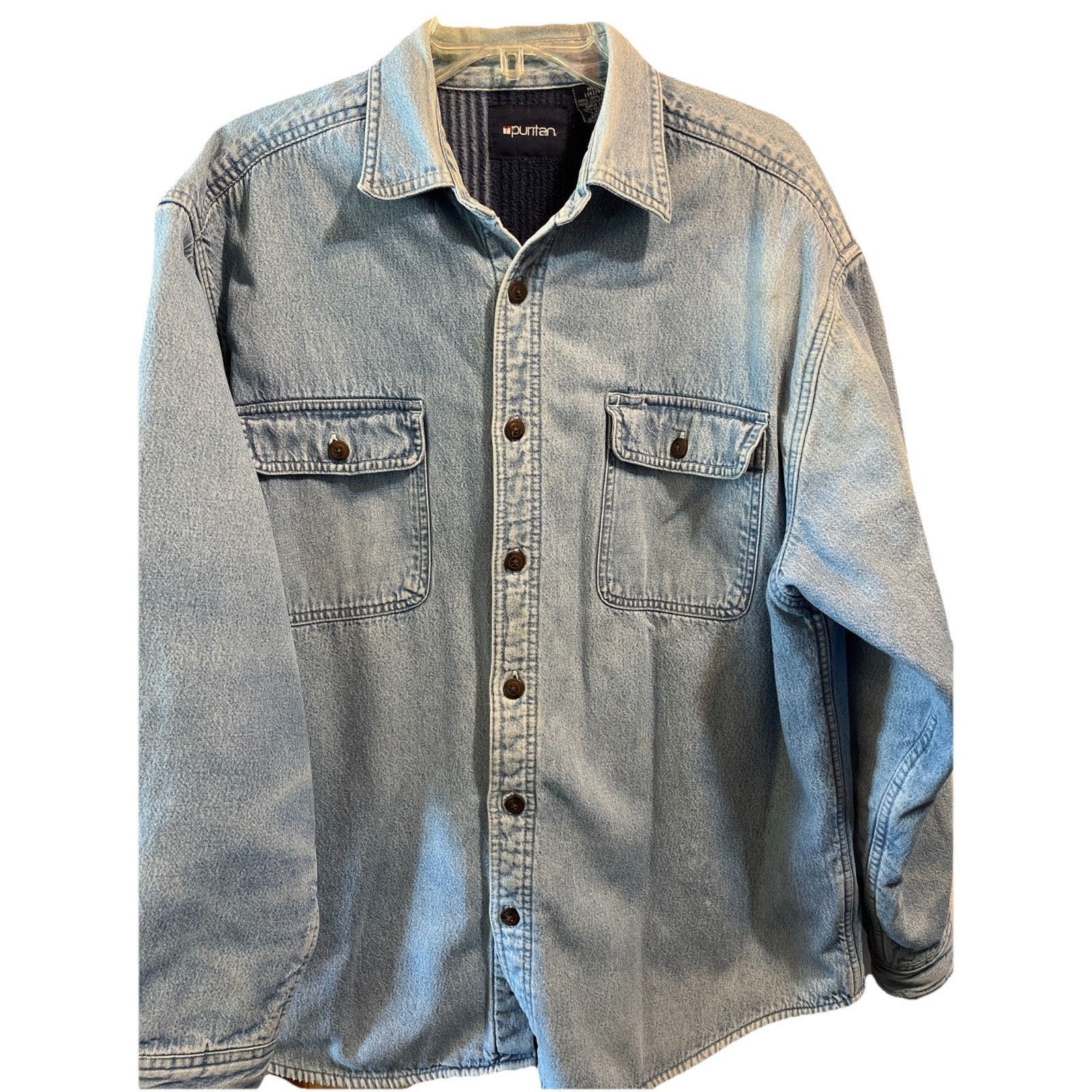 Puritan Puritan Men's L 42/44 Blue Cotton Denim Fleece Lined Shacket Size US L / EU 52-54 / 3 - 1 Thumbnail