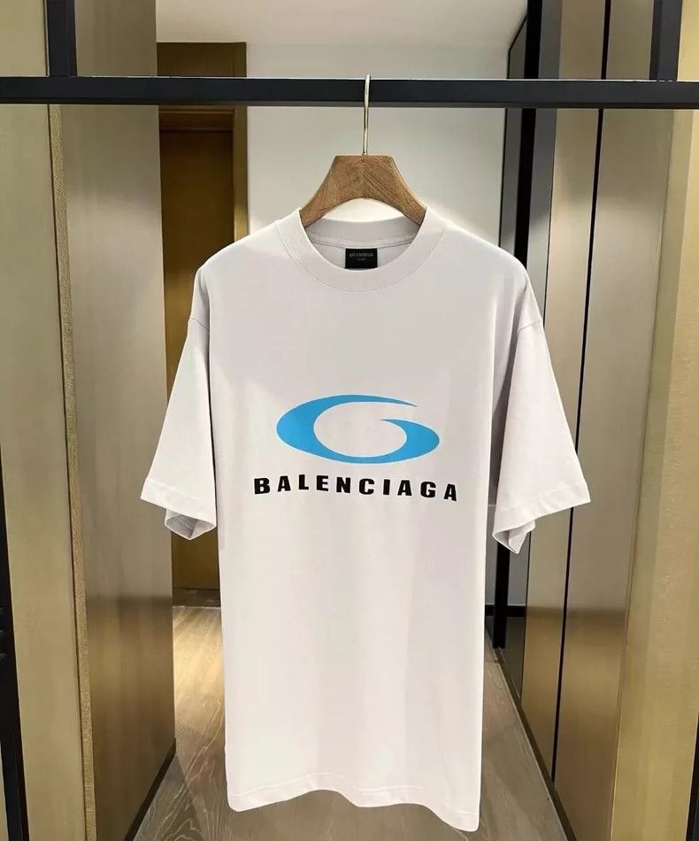 Balenciaga Balenciaga Blue ring letter Logo printed short sleeve T-sh Size US M / EU 48-50 / 2 - 1 Thumbnail