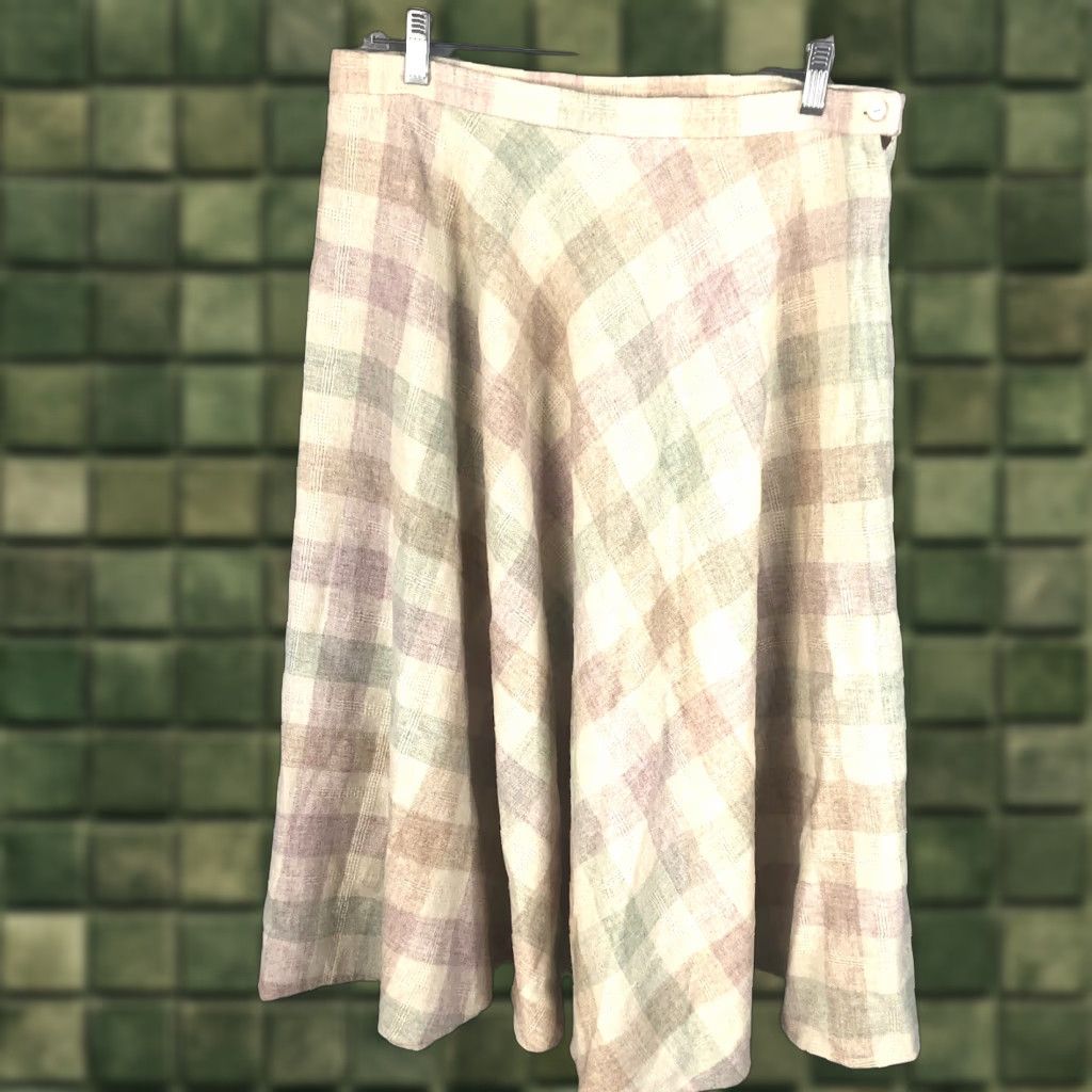 Sears VINTAGE Sears Skirt Womens Small Pastel Checks Wools Blend The Gathering 60s Size 28" / US 6 / IT 42 - 1 Thumbnail
