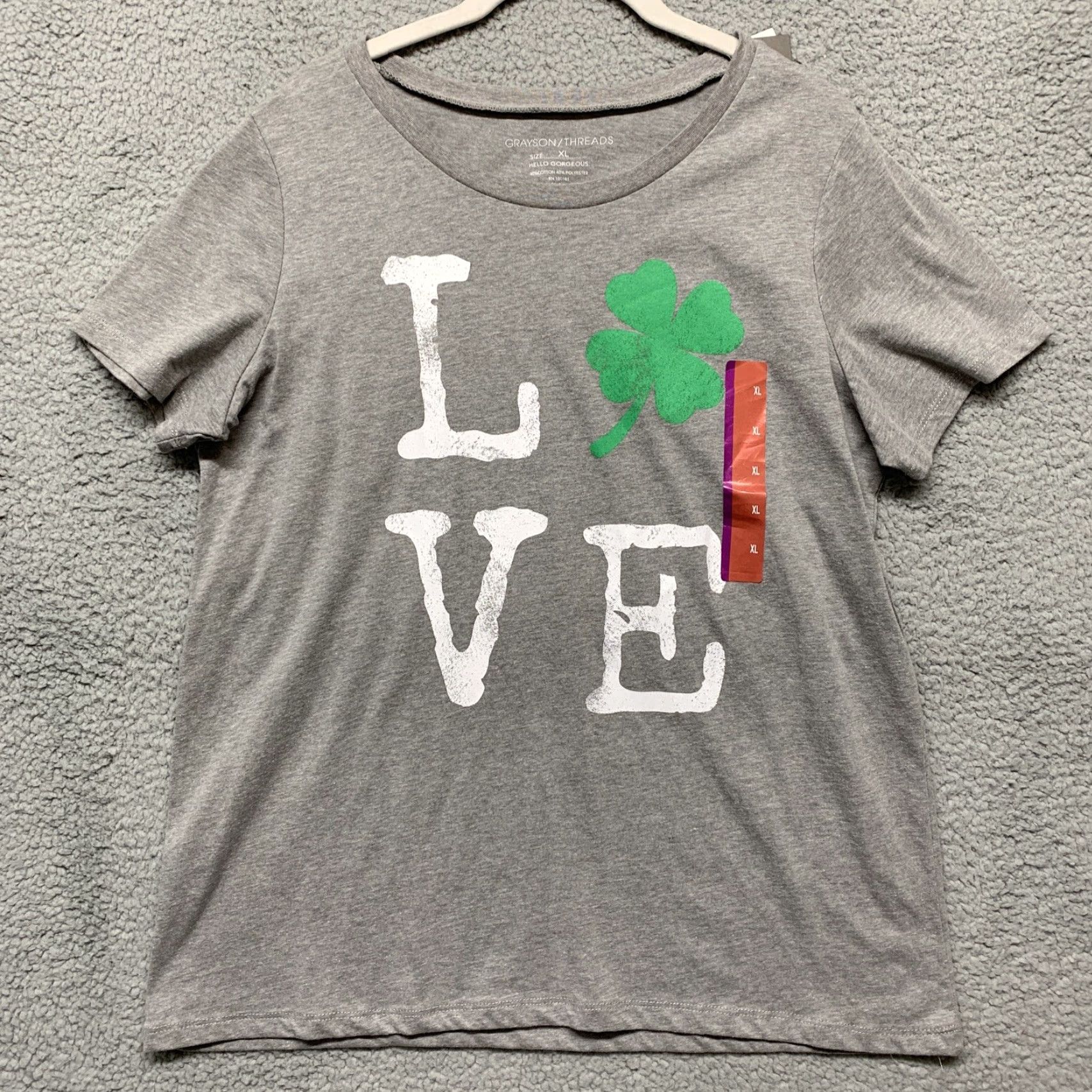 Vintage Grayson Threads T-Shirt Women’s XL Gray Irish Love Four Leaf Clover Shirt Womens XL Grayson Threads Size XL / US 12-14 / IT 48-50 - 2 Thumbnail