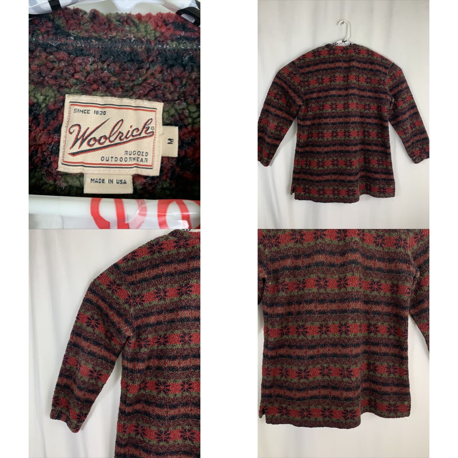 Vintage Woolrich Mens Sweater M Red Green Made in USA Rugged Outdoor Wear Pullover Mens Family US Theme Size US M / EU 48-50 / 2 - 8 Thumbnail