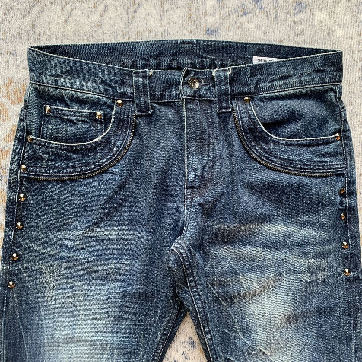 Japanese Brand Japanese Brand Semantic Studded Punk Blue Wash Flared Jeans Size US 34 / EU 50 - 2 Thumbnail