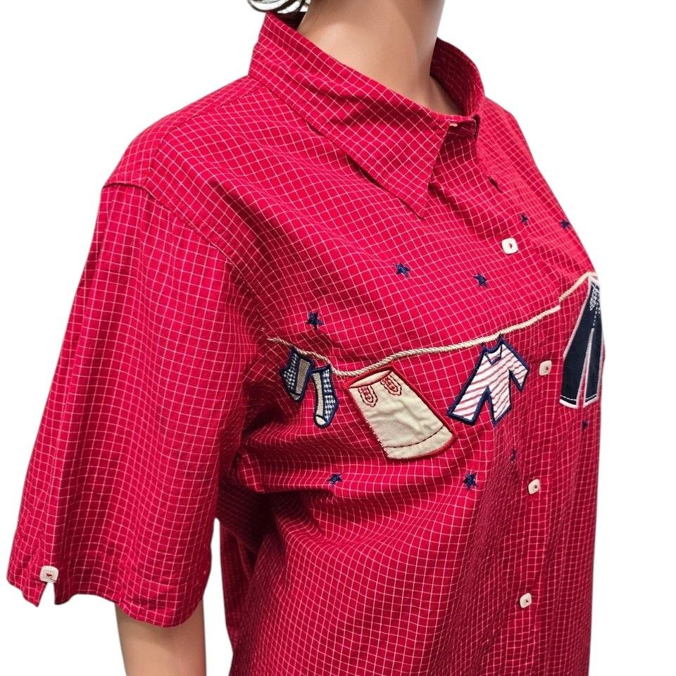 Vintage BOBBIE BROOKS Shirt Plus 18W 20W Embroidered Clothesline Size XXL / US 16-18 / IT 52-54 - 5 Thumbnail